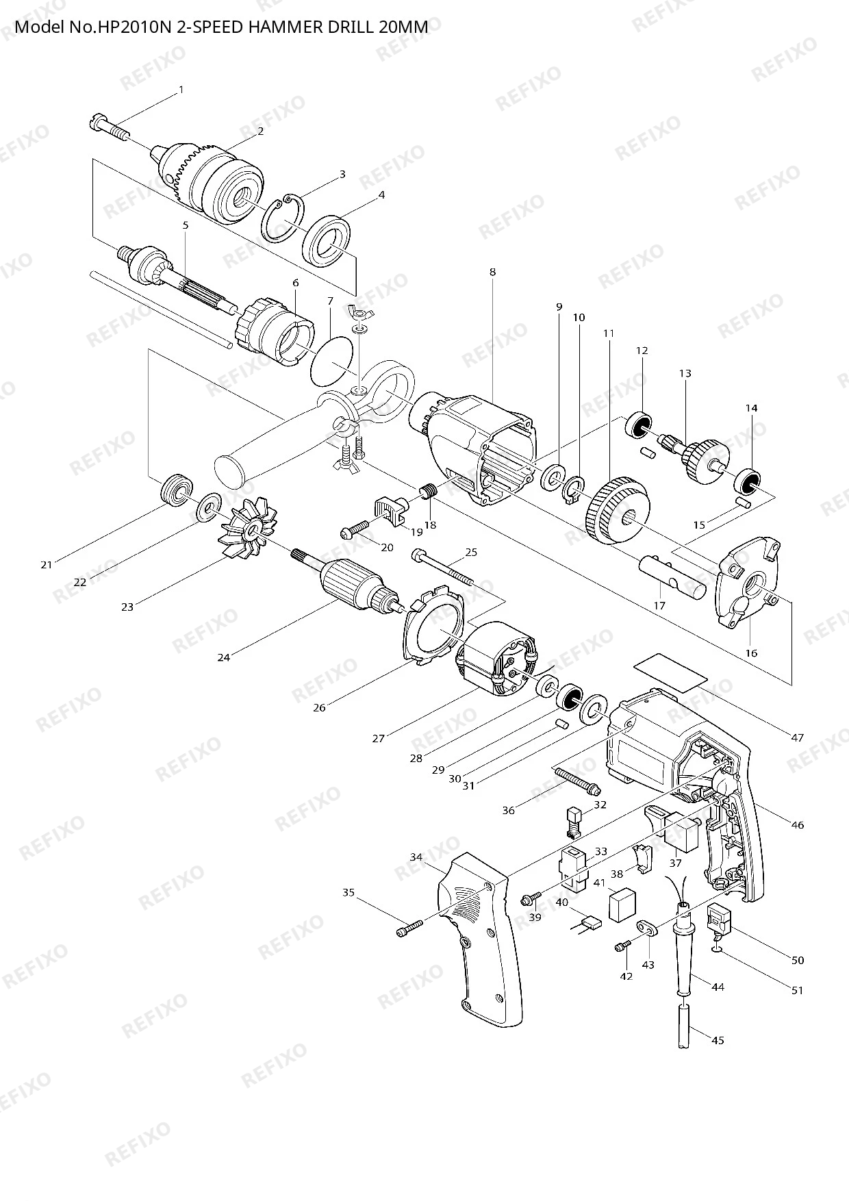 MAKITA HP2010N — схема запчастей