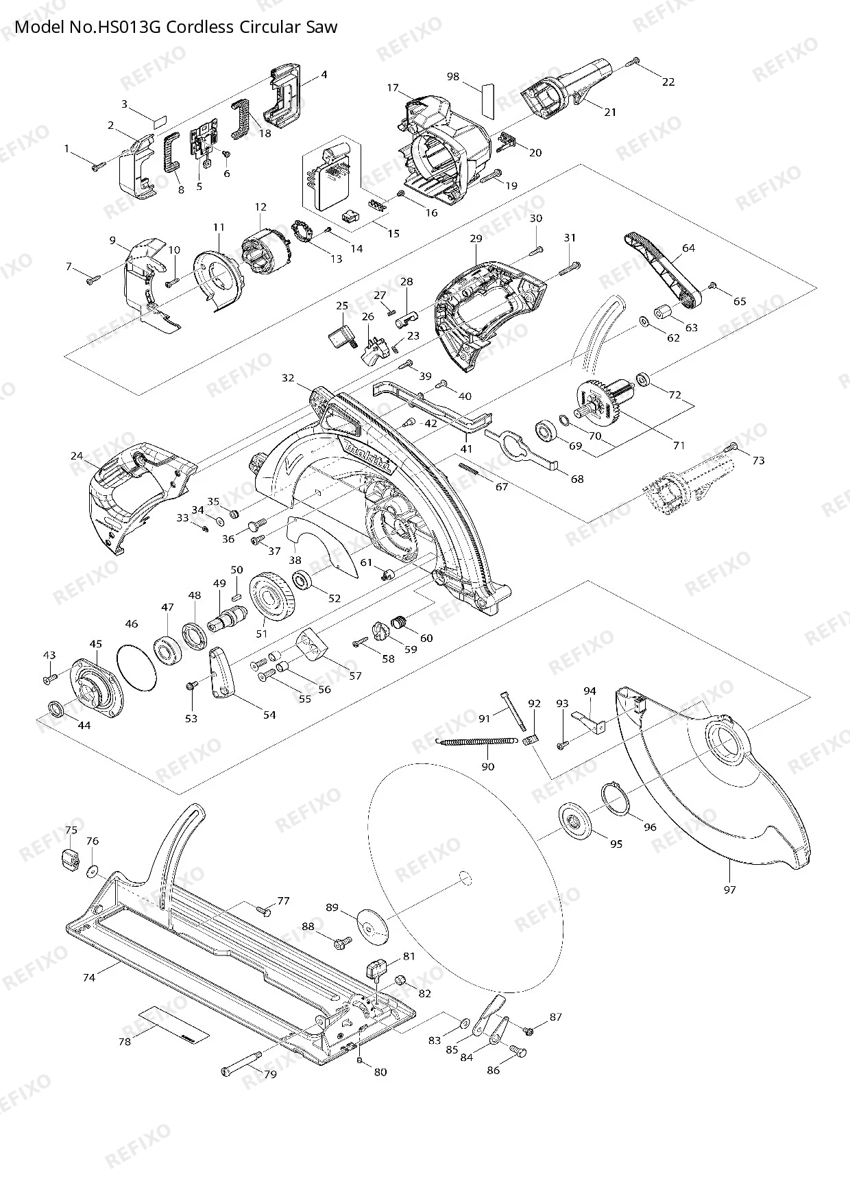 MAKITA HS013G — схема запчастей