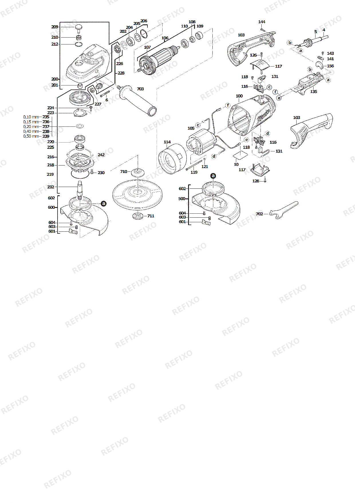 MILWAUKEE AG24 230E 4933402325 4000476820 — схема запчастей