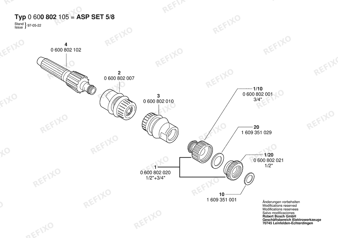 Bosch Basisset ASP 100 набор 5/8 (0 600 800 105) — схема запчастей