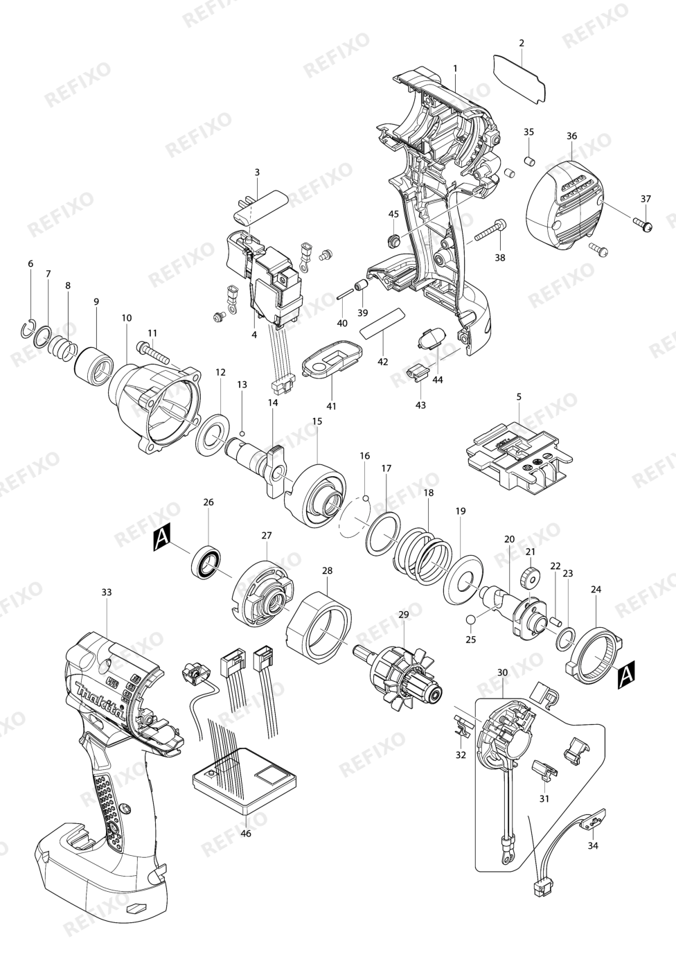 MAKITA BTD104 — схема запчастей