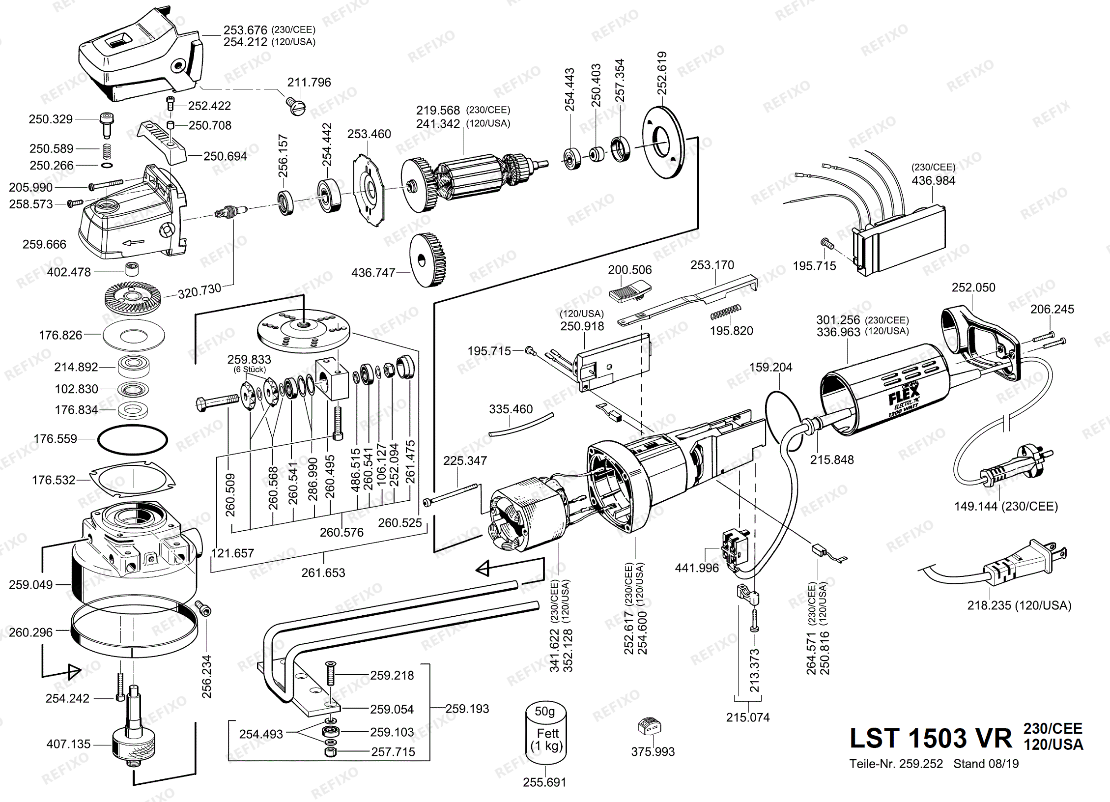 Flex LST 1503 VR 230CEE nach 01.02.2018 LST1503VR — схема запчастей