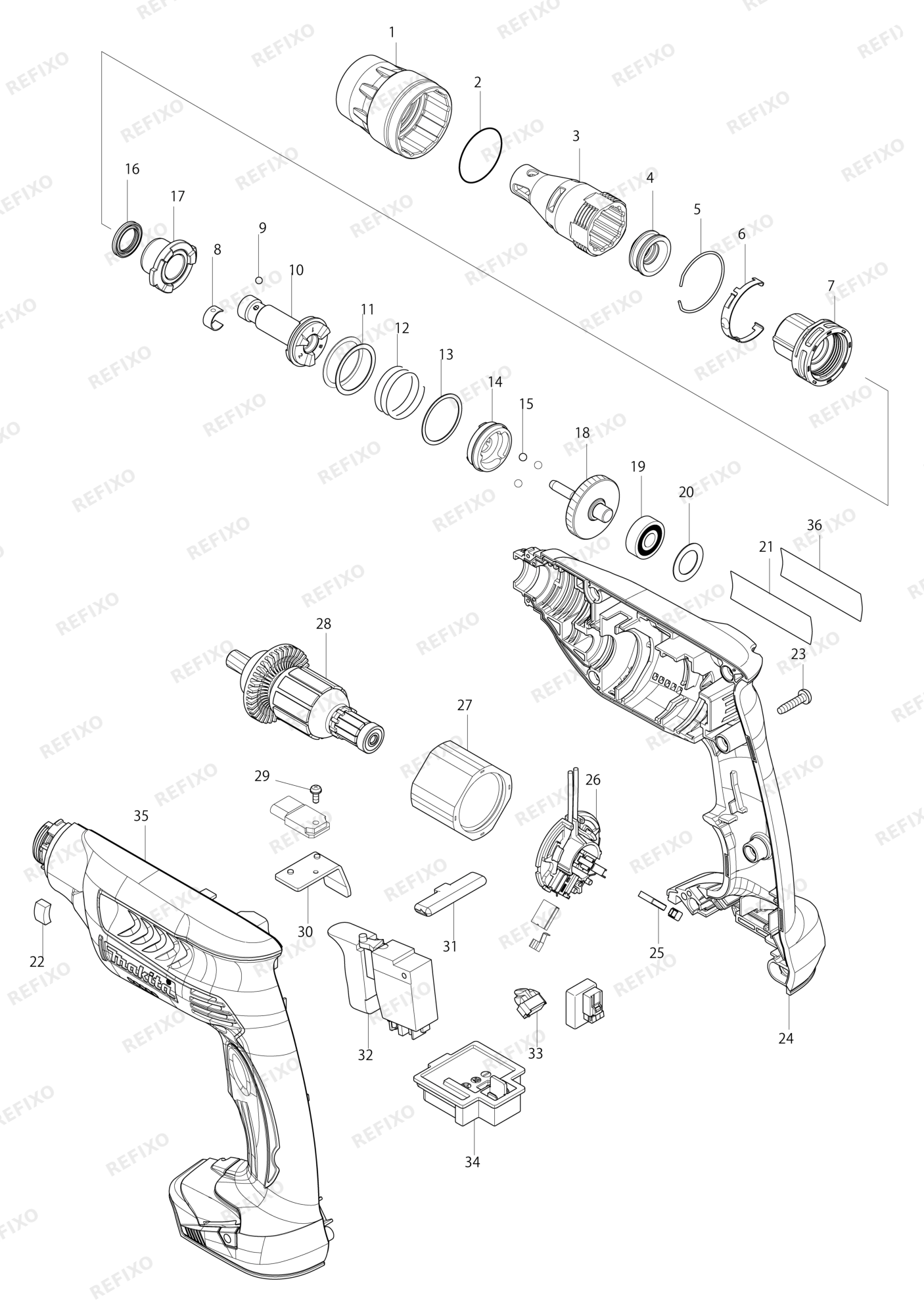MAKITA BFS451 — схема запчастей
