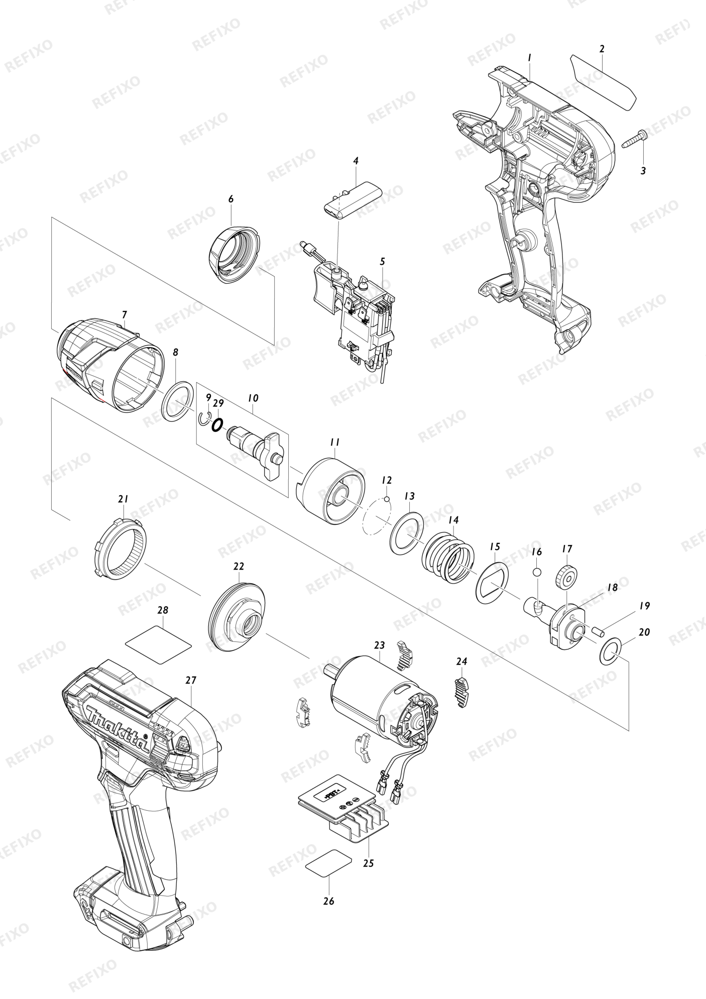 MAKITA TW140D — схема запчастей