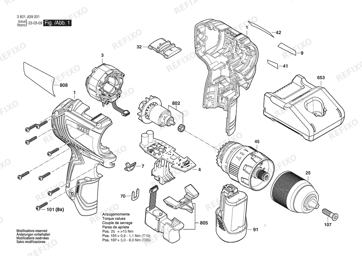 Bosch Аккумуляторный шуруповёрт GSR 12V-30 | 12 V | 009 - CN (3 601 JG9 080) — схема запчастей