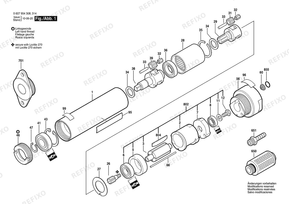Bosch Einbaumotor 120W motor (0 607 954 308) — схема запчастей