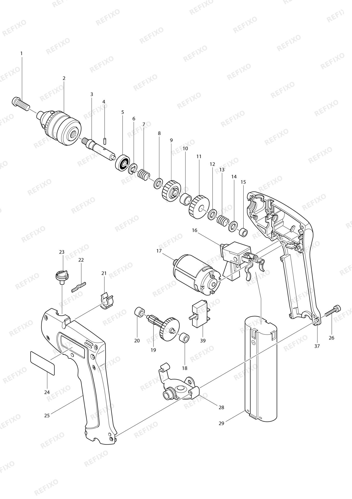MAKITA 6012D — схема запчастей