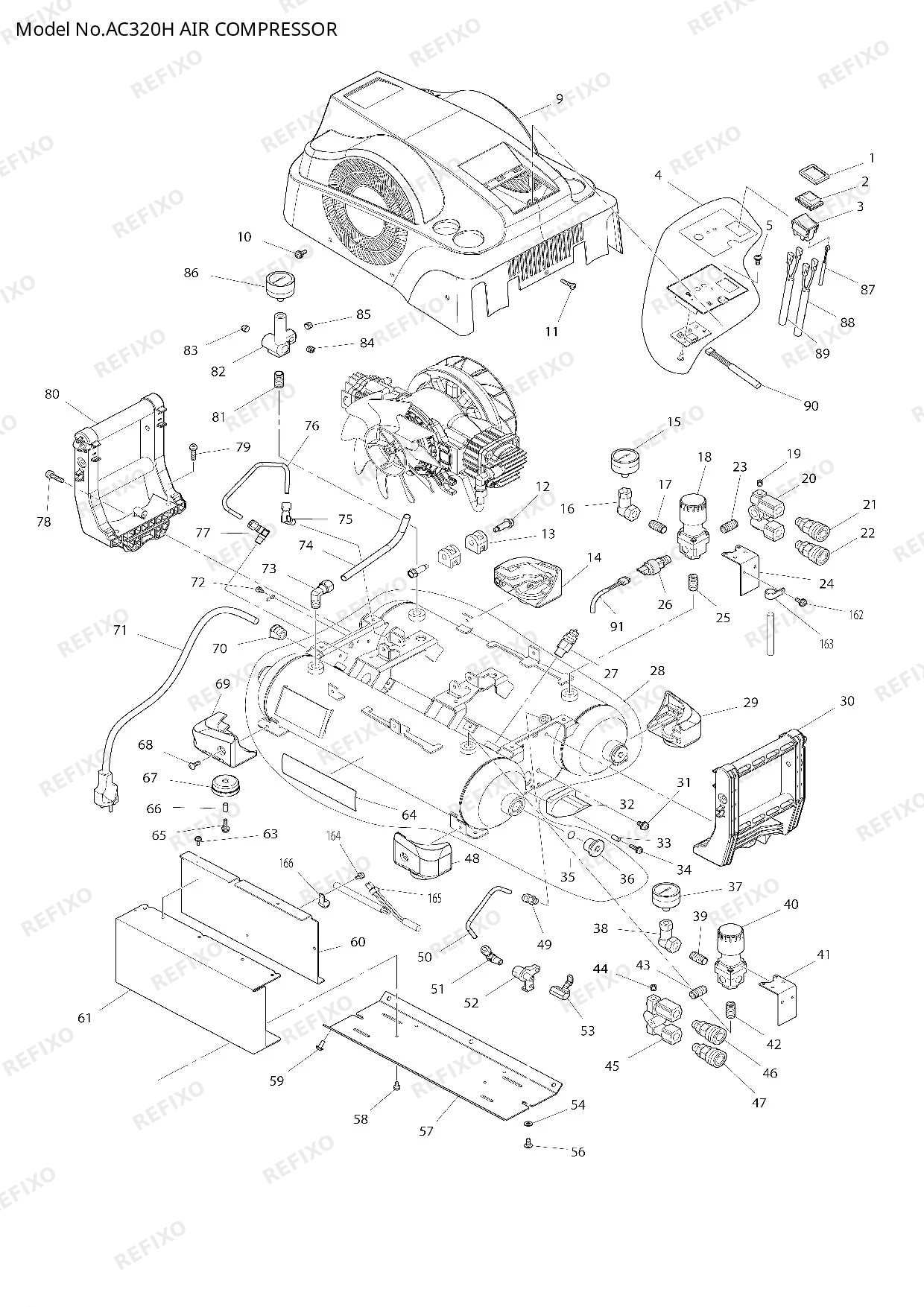 MAKITA AC320H — схема запчастей