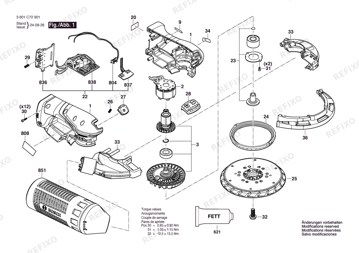 Bosch Эксцентриковая шлифмашина GEX 18V-150-3 | 001 - EU (3 601 C72 901) — схема запчастей