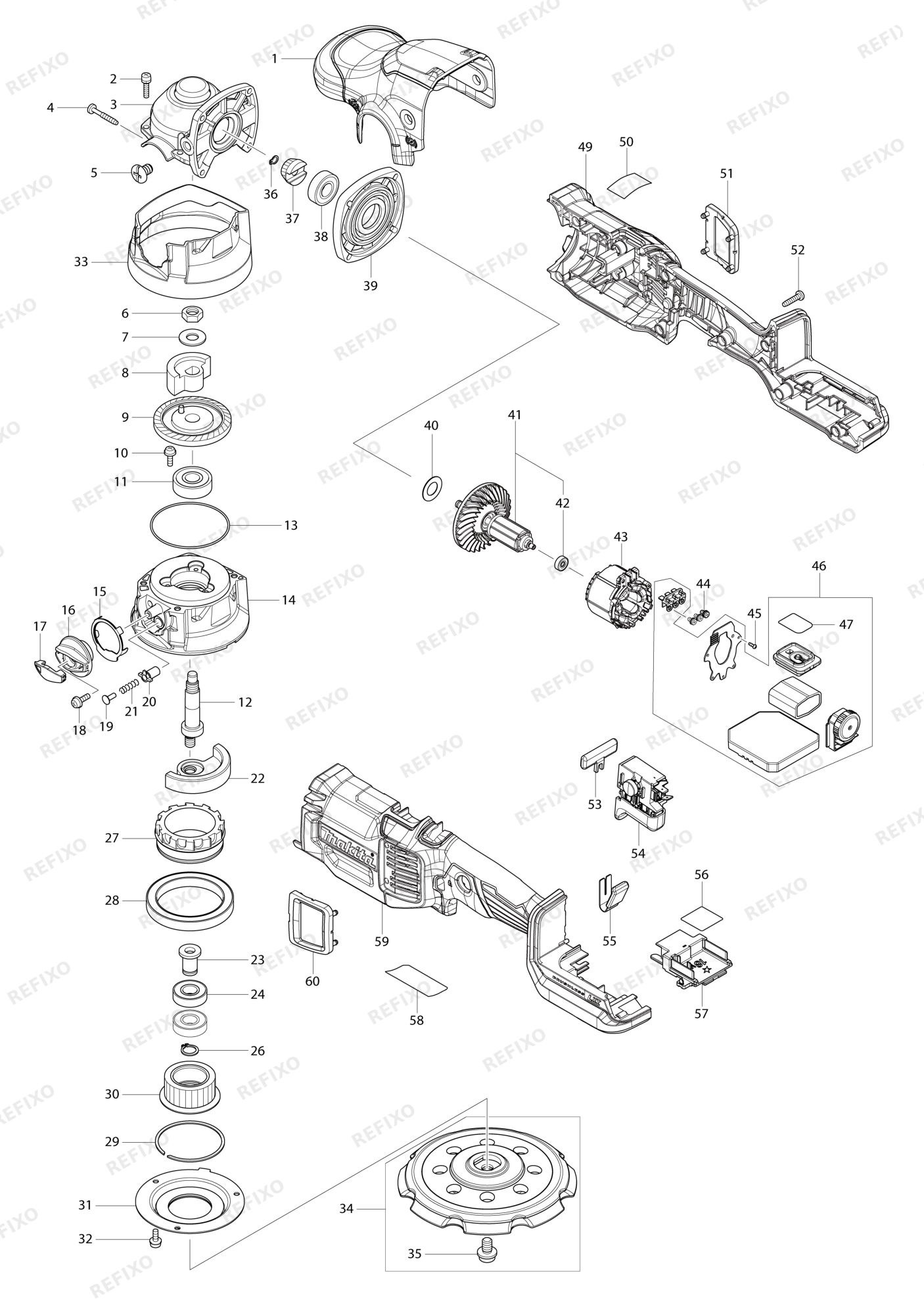 MAKITA DPO600 — схема запчастей