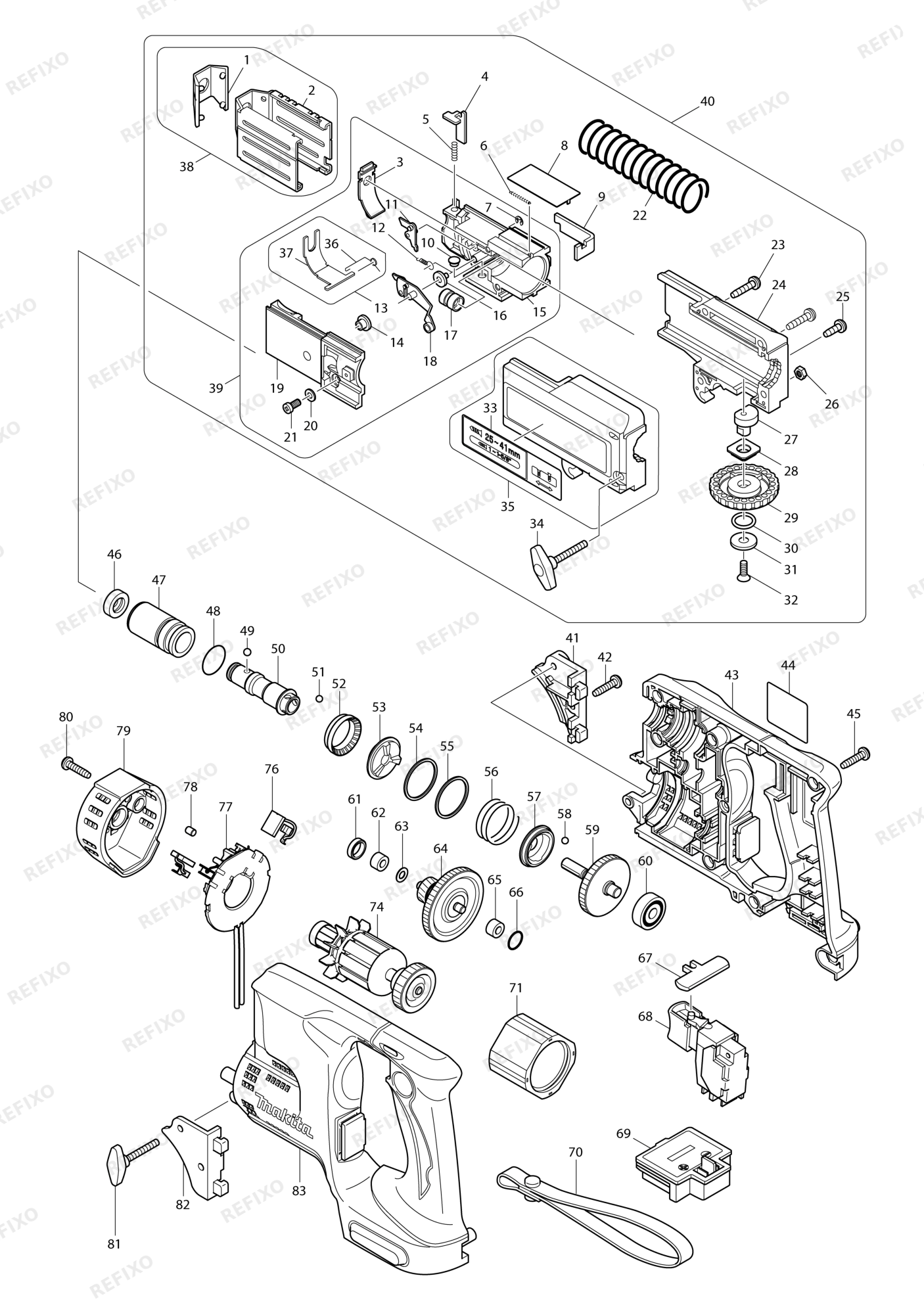 MAKITA BFR440 — схема запчастей