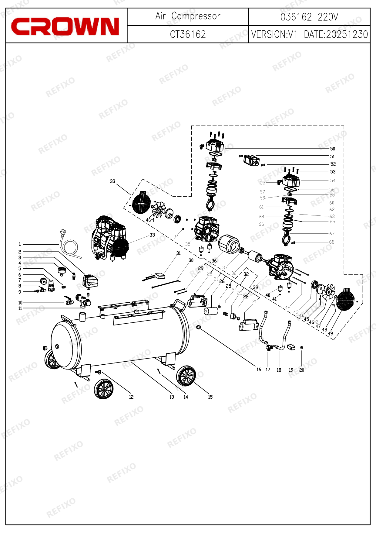 CROWN CT36162 — схема запчастей