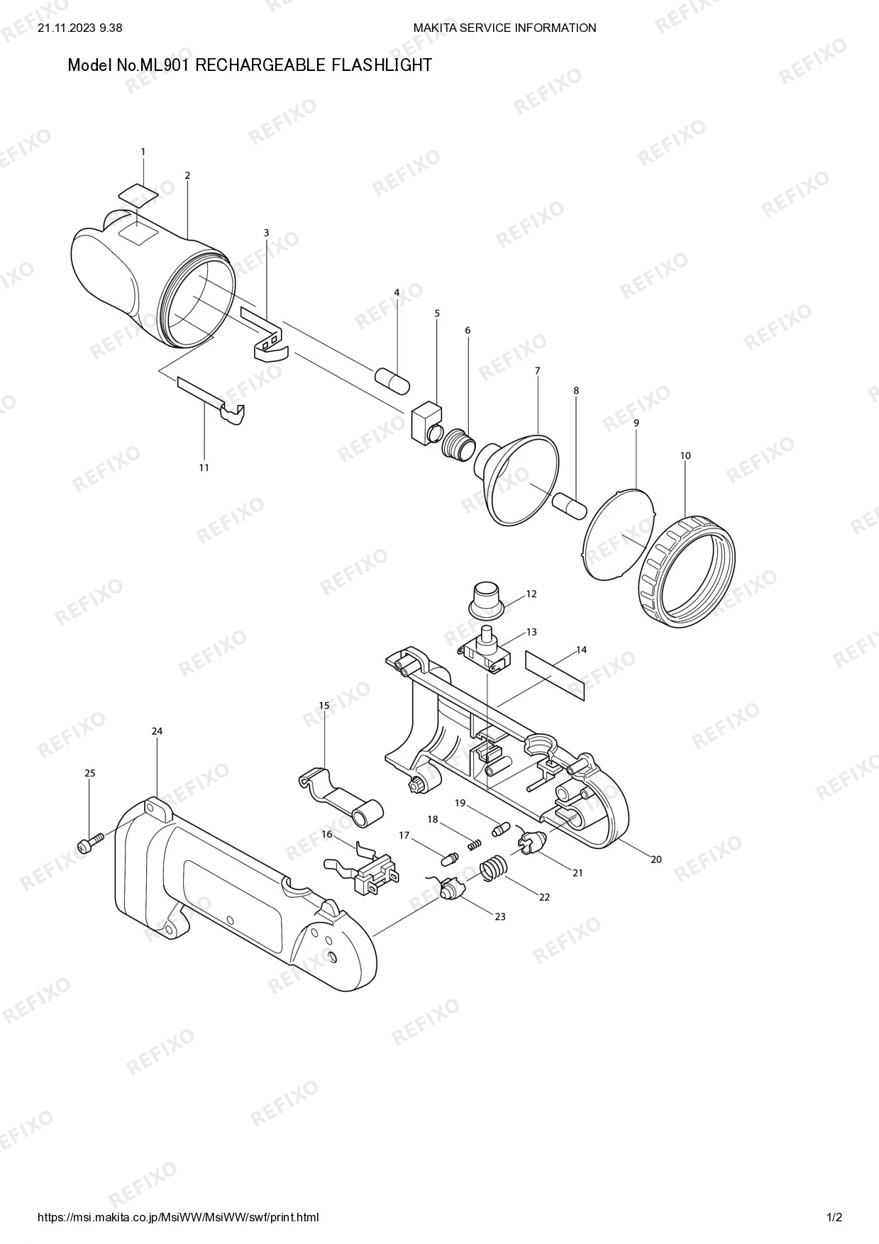 MAKITA ML901 — схема запчастей