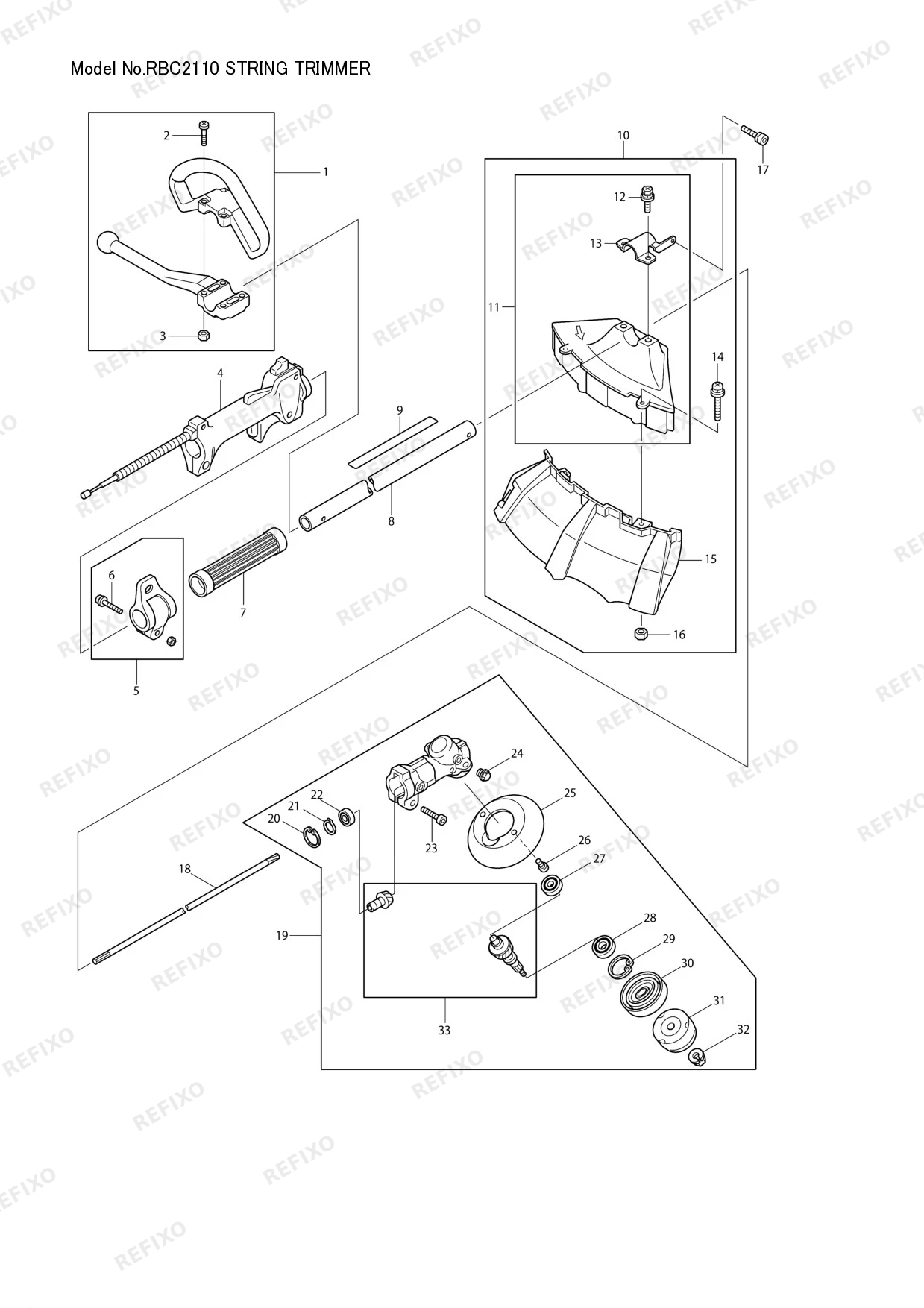 MAKITA RBC2110 — схема запчастей