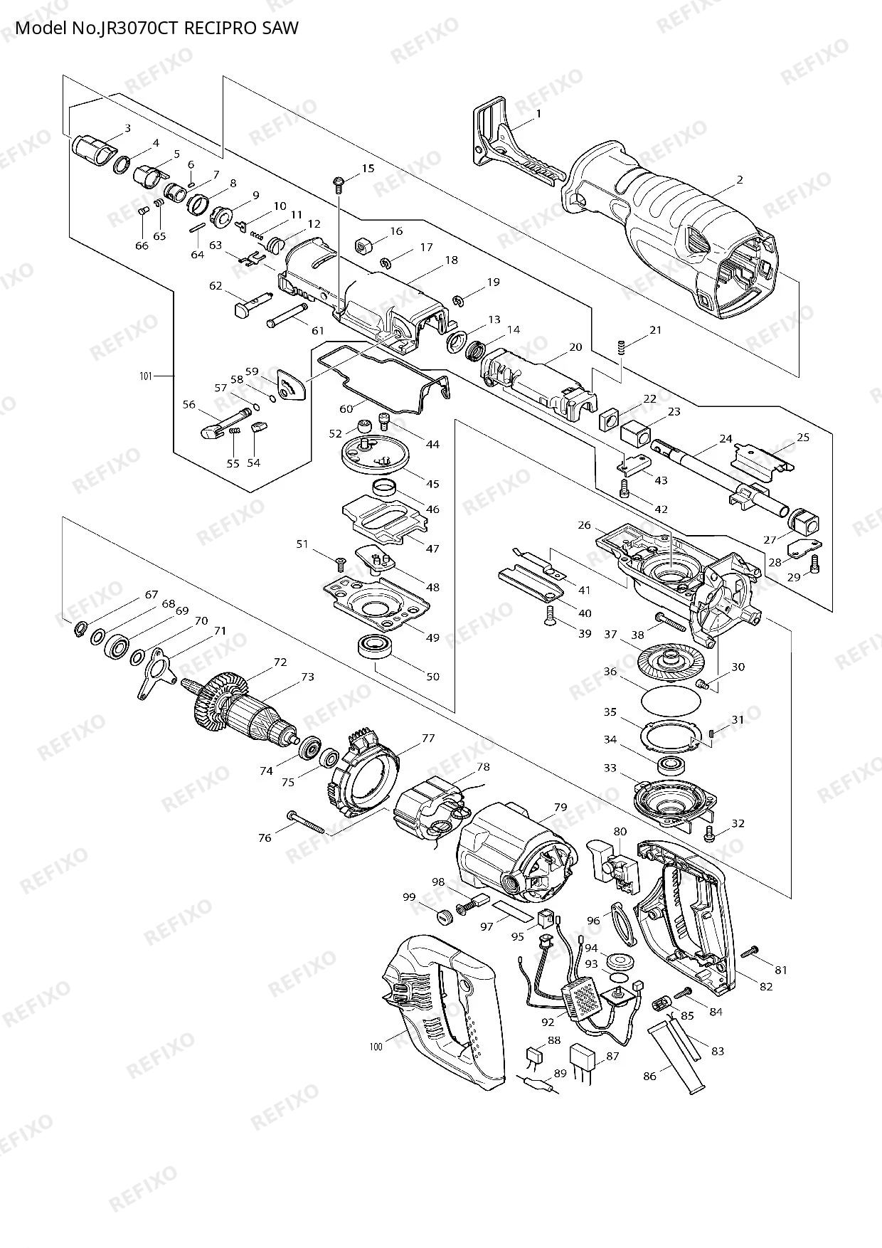 MAKITA JR3070CT — схема запчастей