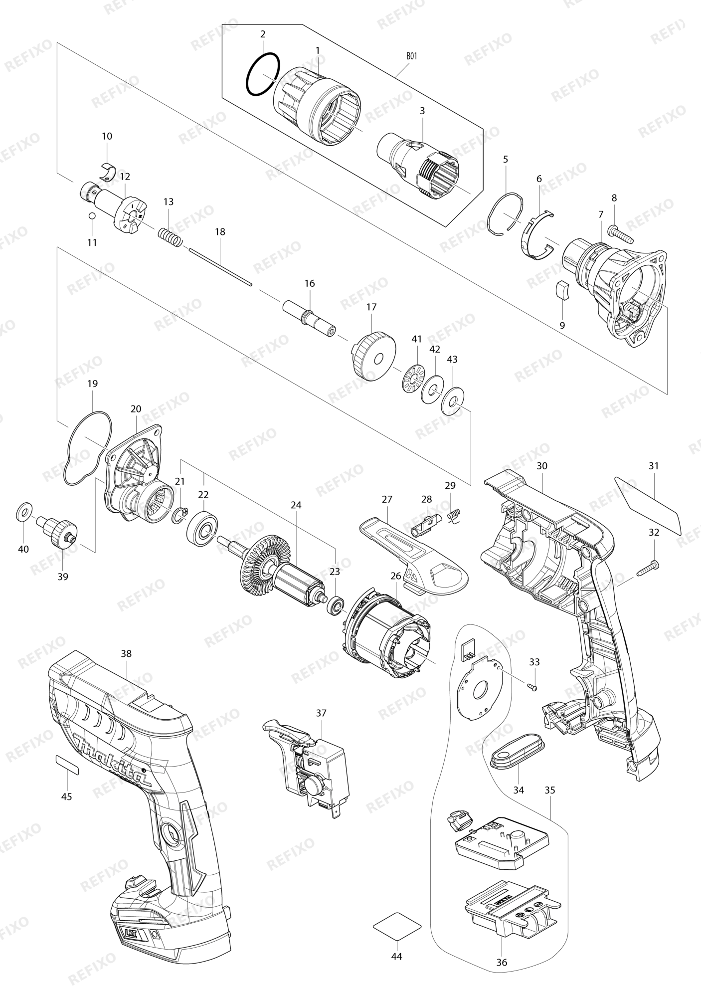 MAKITA DFS251 — схема запчастей