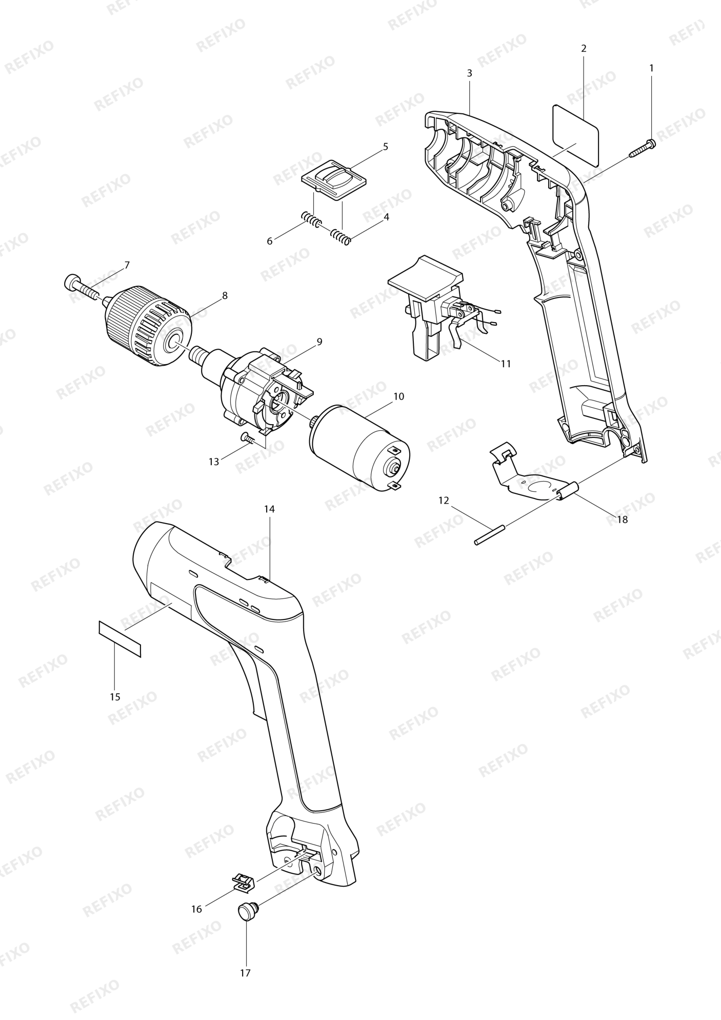 MAKITA 6018D — схема запчастей