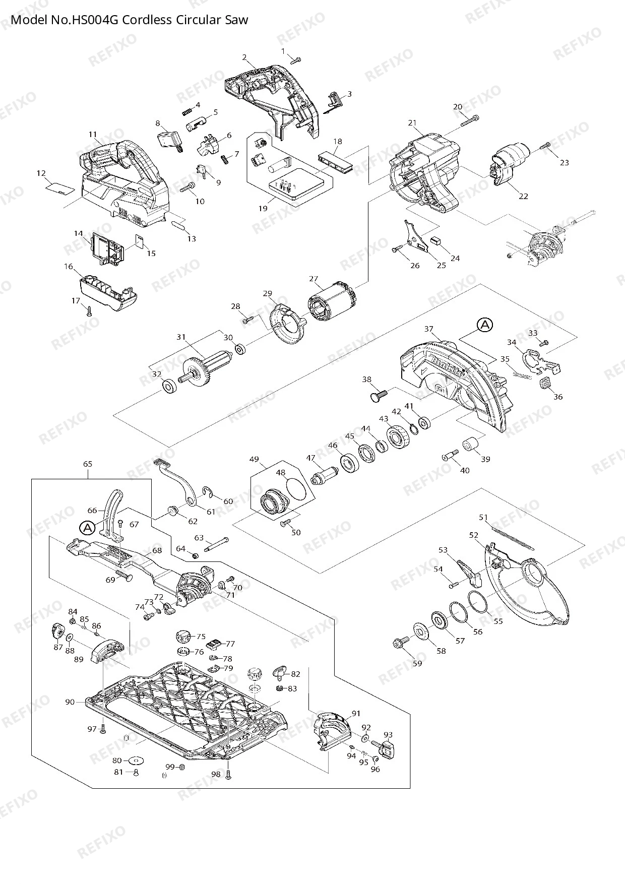 MAKITA HS004G — схема запчастей