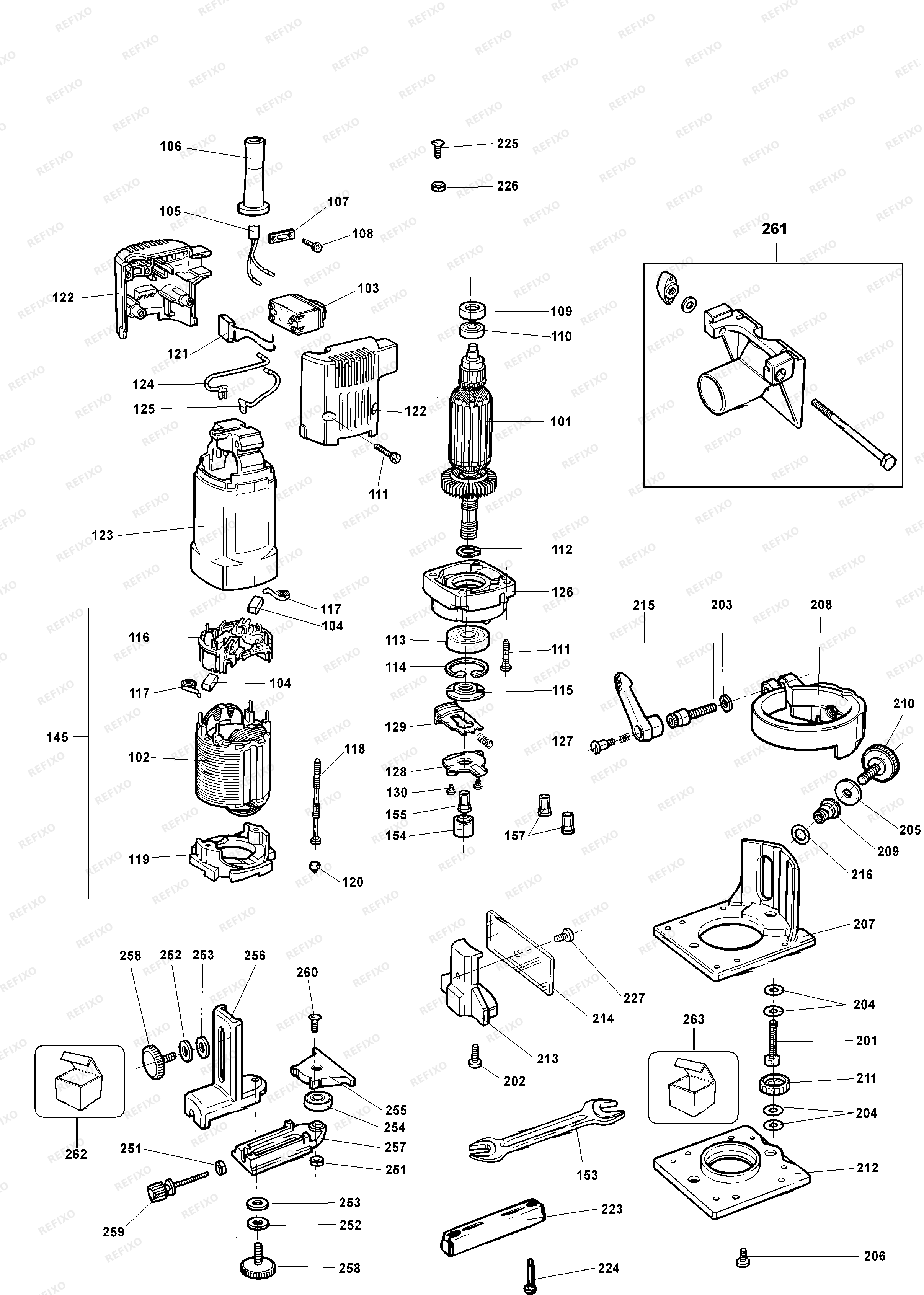 DeWalt ОКАНТОВОЧНЫЙ ФРЕЗЕР KF56 — схема запчастей