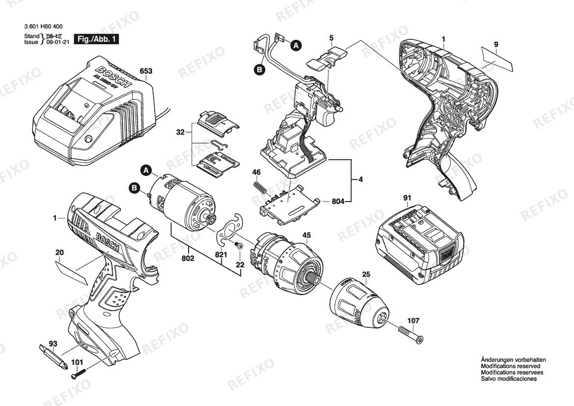 Bosch Аккумуляторный шуруповёрт GSR 14,4 V-LI BARE | 14.4 V | 001 - EU (3 601 H60 400) — схема запчастей