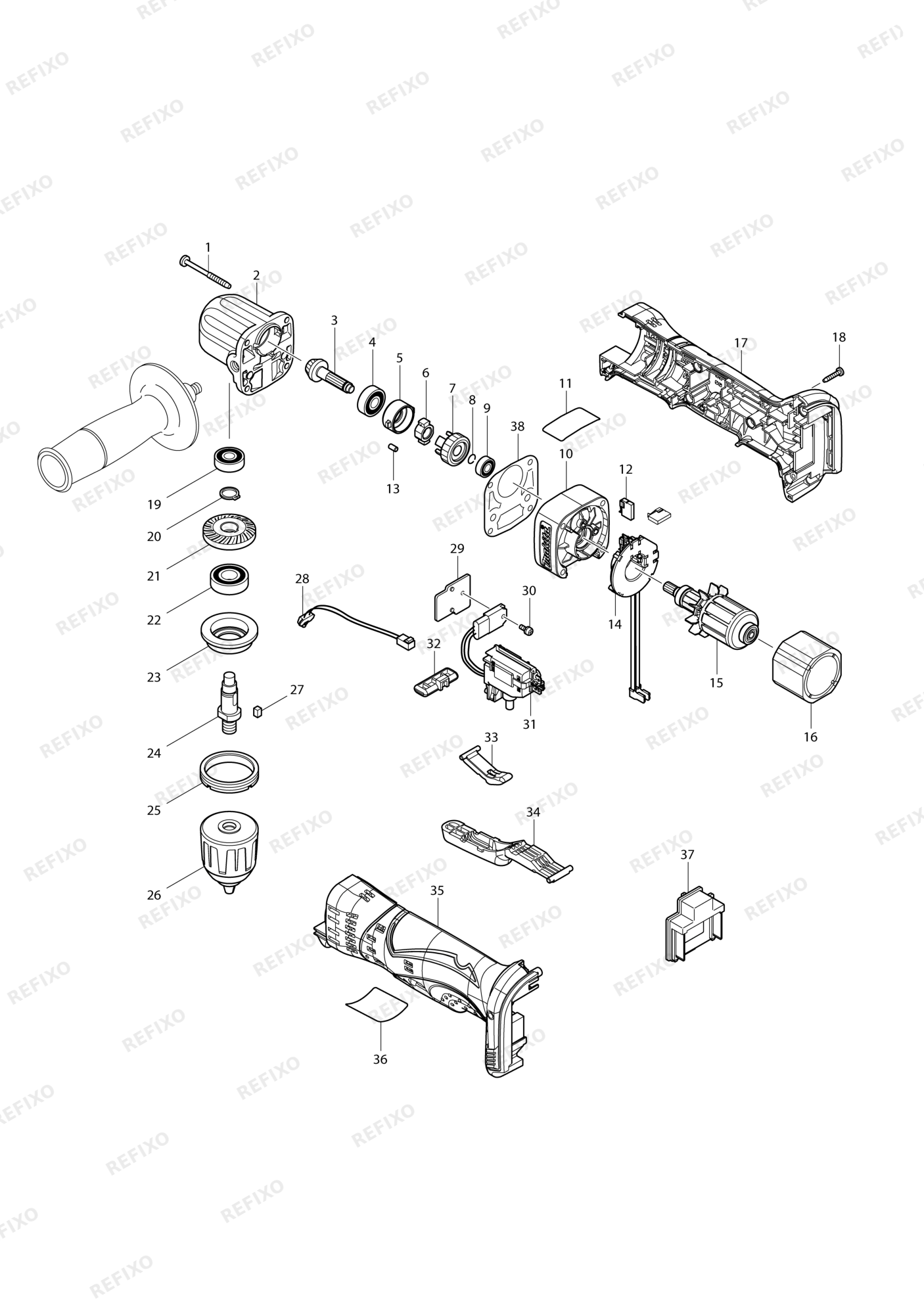 MAKITA BDA351 — схема запчастей