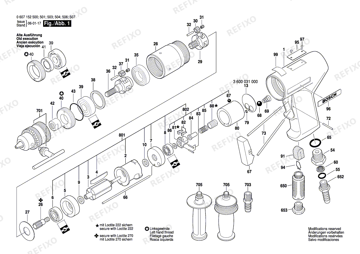 Bosch Pw- дрель -Ind 550 WATT-SERIE (0 607 152 500) — схема запчастей