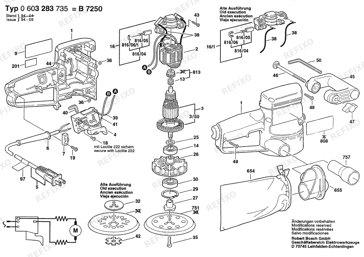 Bosch Attrappe B7250 | 120 V | 061 - US (0 603 283 735) — схема запчастей