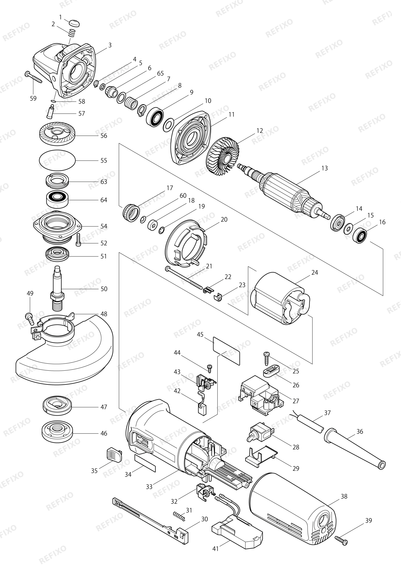 MAKITA 9566C — схема запчастей
