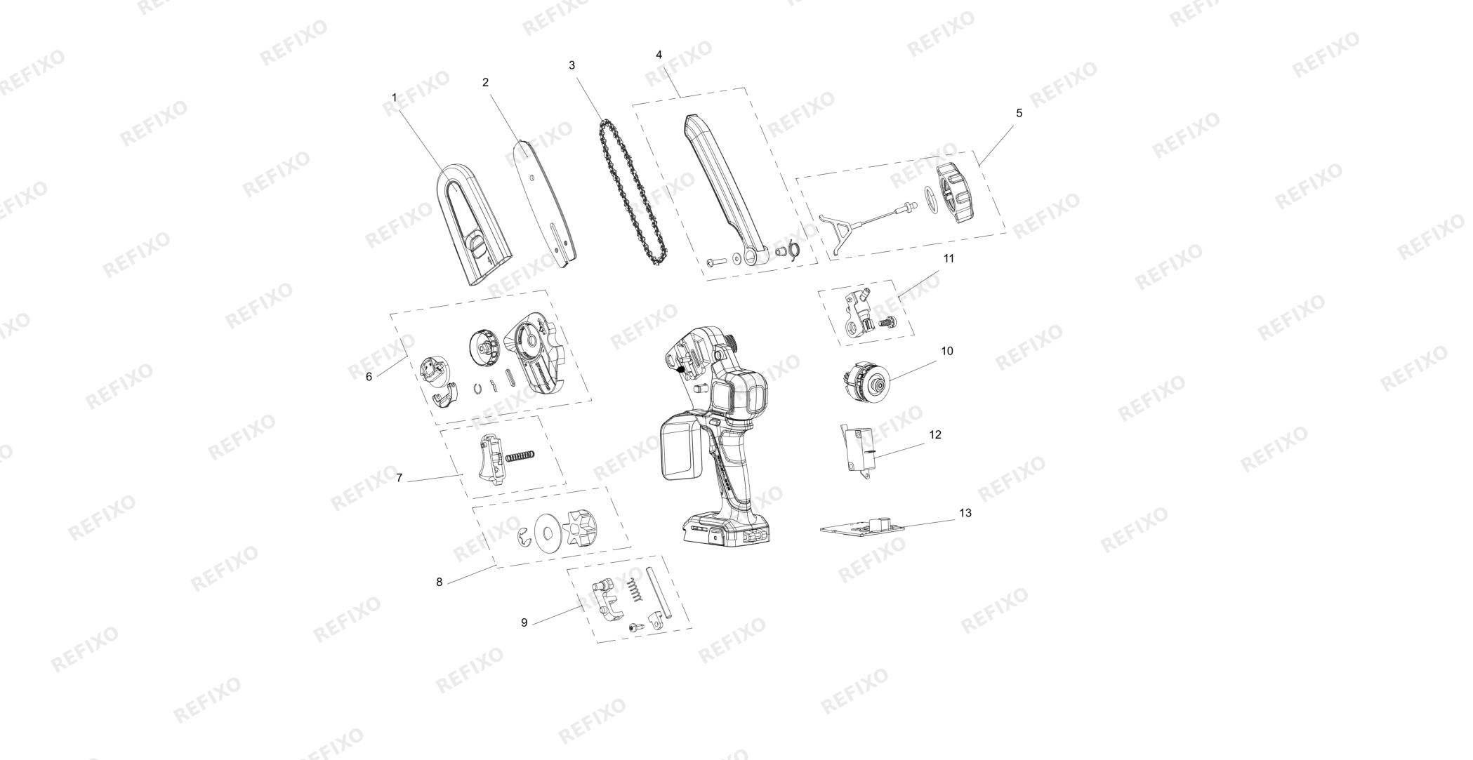 Greenworks CS2410AA1-Exploded view — схема запчастей