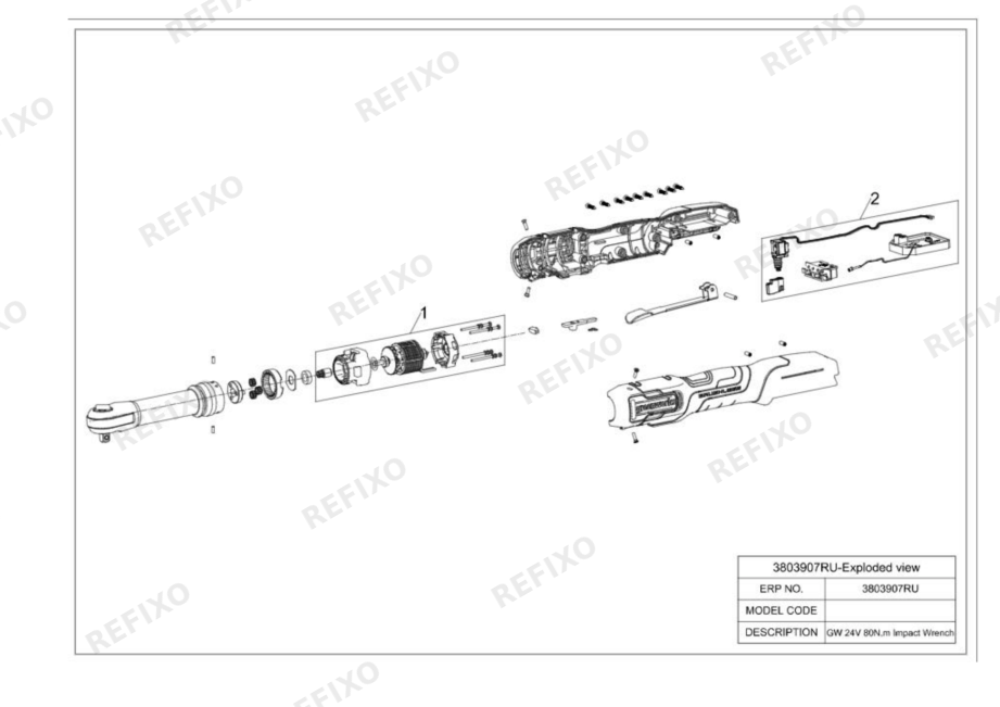 Greenworks 3803907RU - Exploded view — схема запчастей