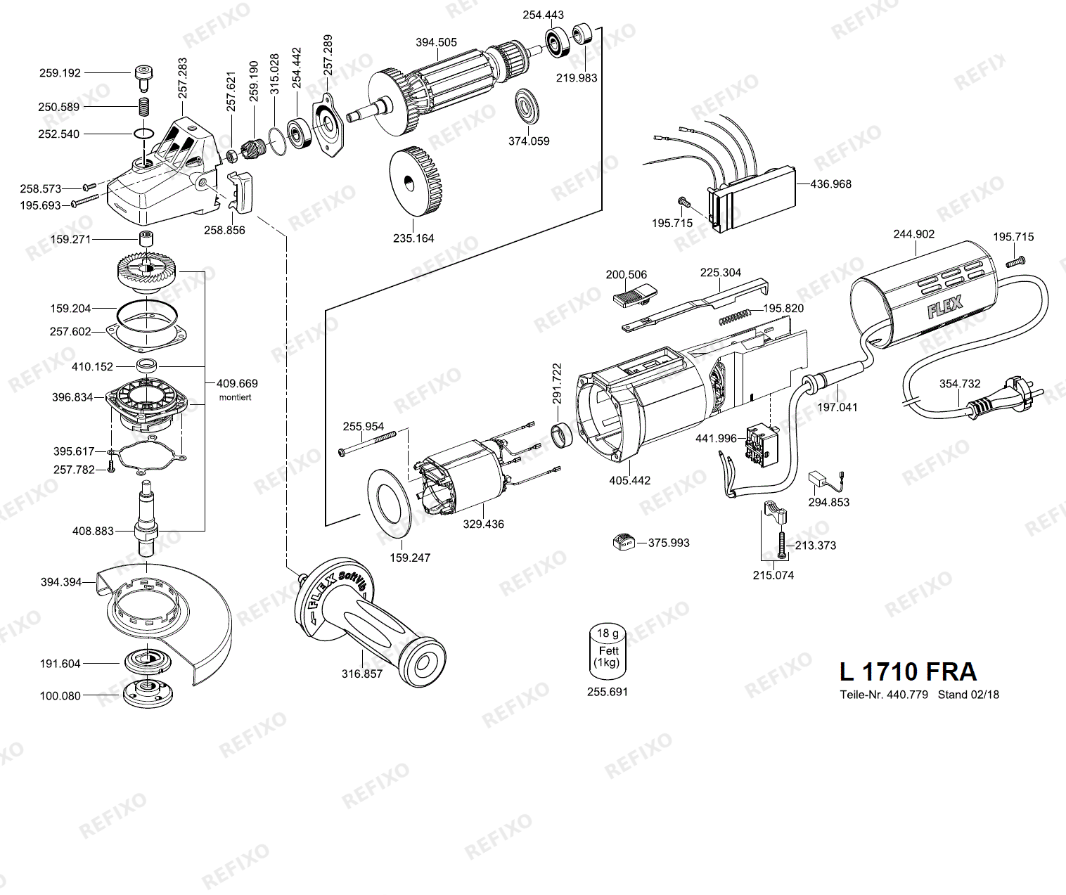 Flex L 1710 FRA 230CEE L1710FRA — схема запчастей