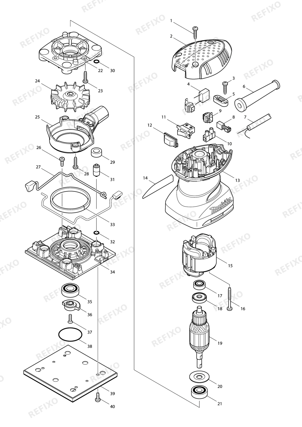 MAKITA BO4558 — схема запчастей