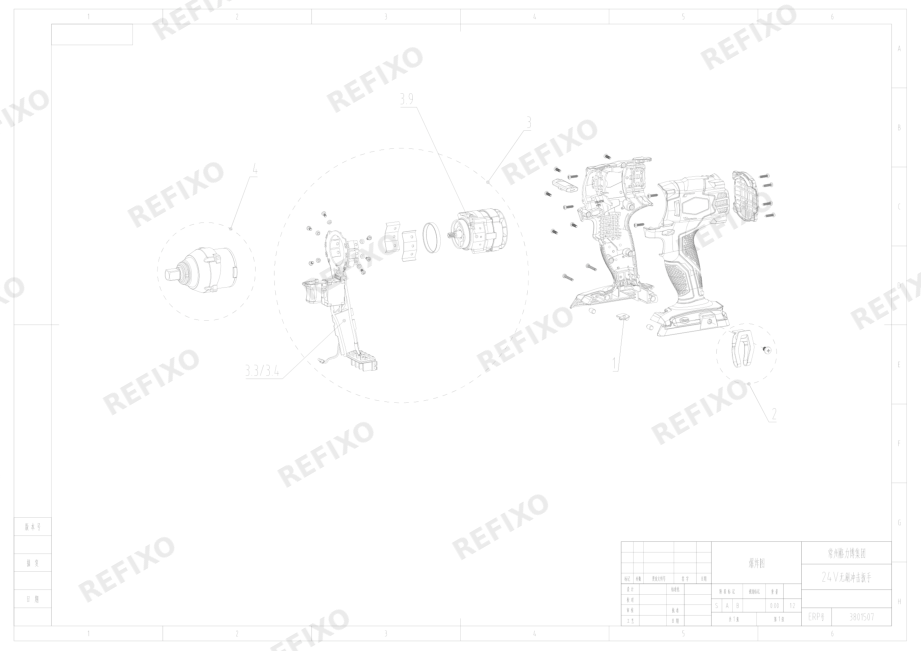 Greenworks 3801507-Exploded view — схема запчастей