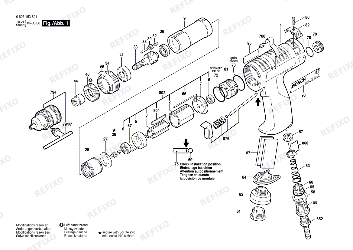 Bosch Pw- дрель -Ind 180 WATT-SERIE (0 607 153 521) — схема запчастей