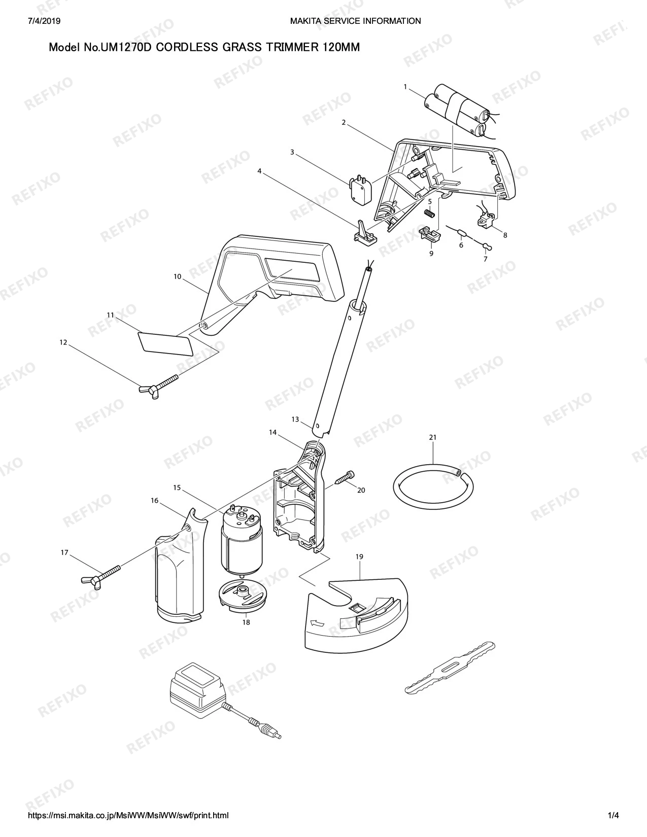 MAKITA UM1270D — схема запчастей