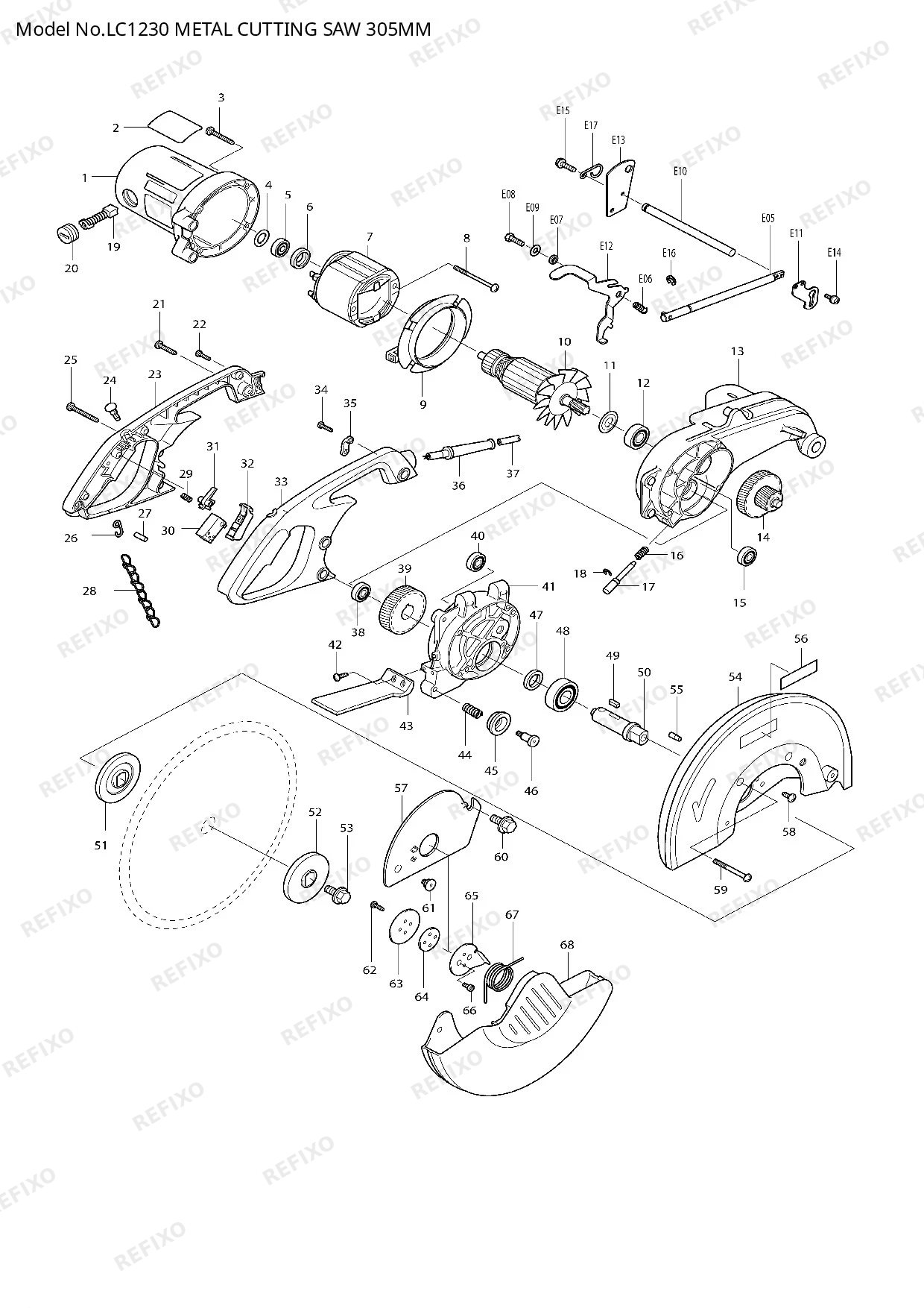 MAKITA LC1230 — схема запчастей