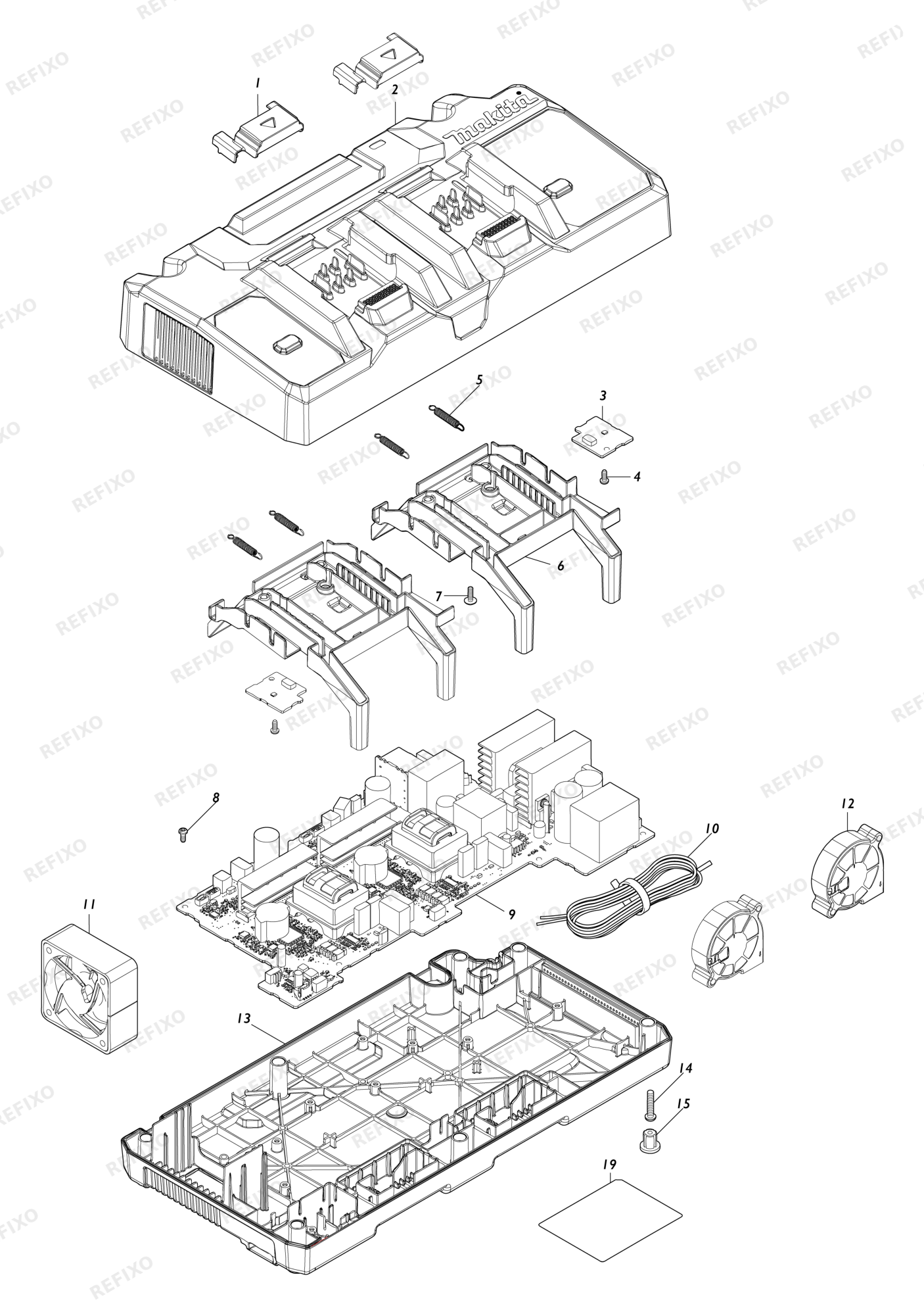 MAKITA DC40RB — схема запчастей