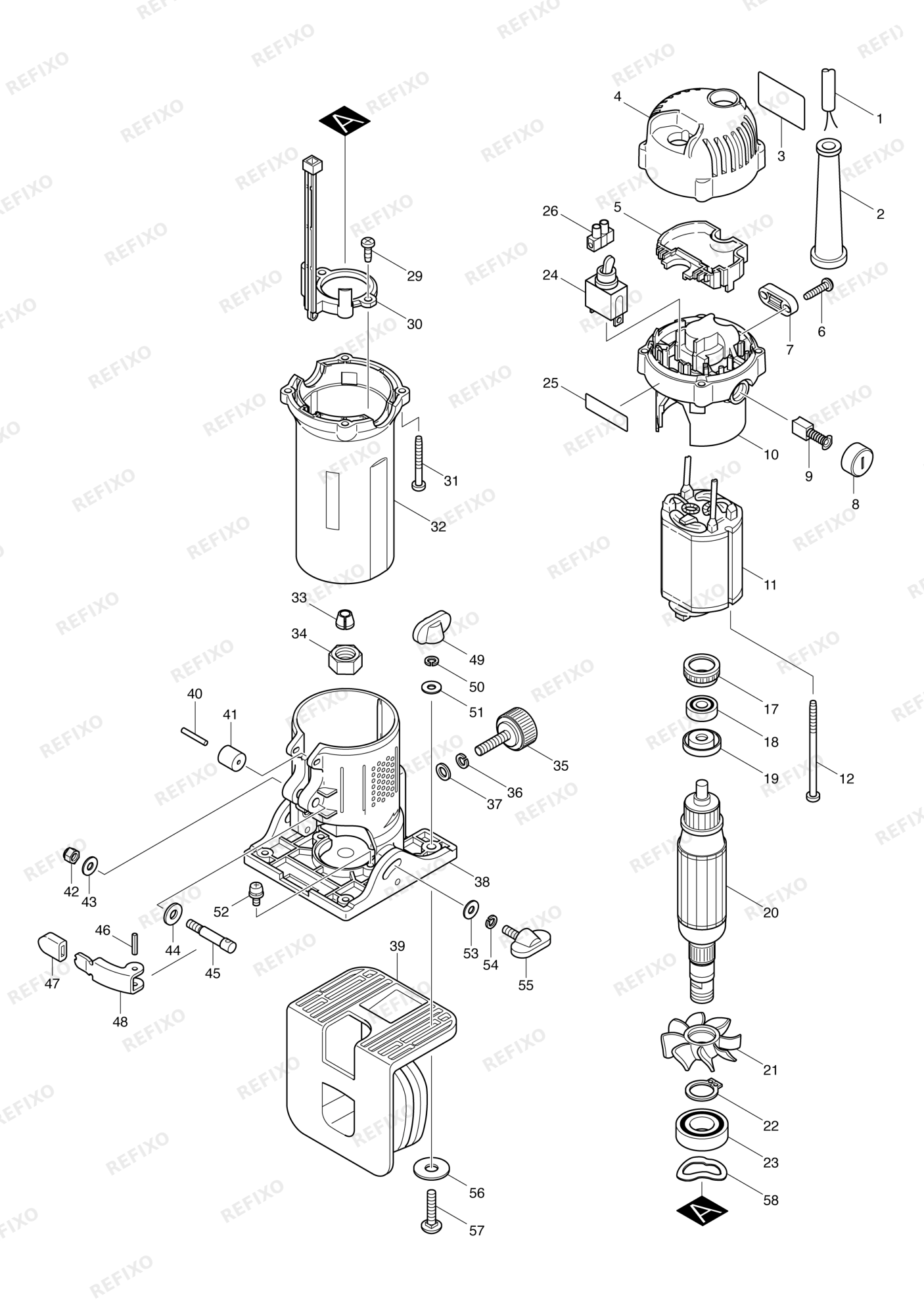 MAKITA 3708 — схема запчастей