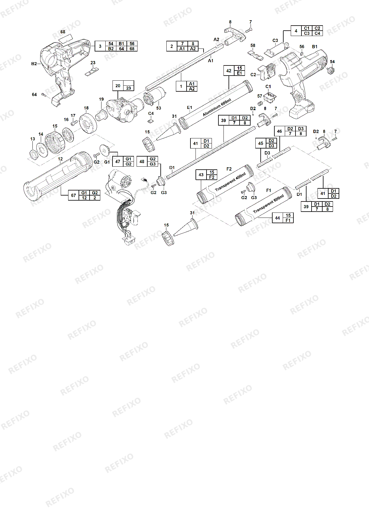 MILWAUKEE C18PCG ⁄600A 0B 4933459638 4000431581 — схема запчастей