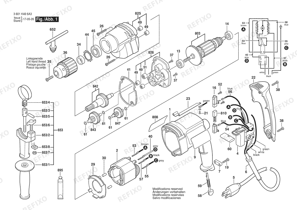 Bosch Дрель 1034VSR | 120 V | 061 - US (3 601 K49 6A3) — схема запчастей