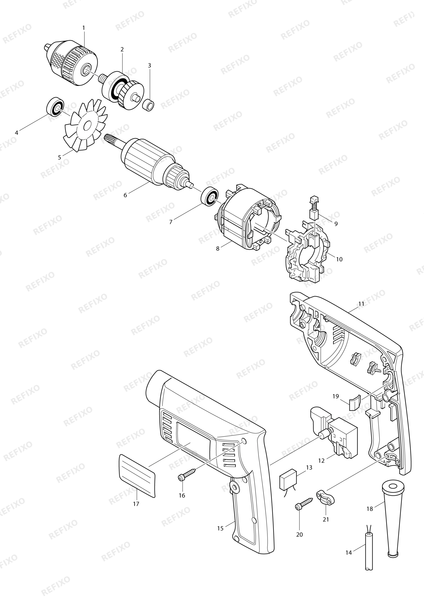 MAKITA 6501X — схема запчастей