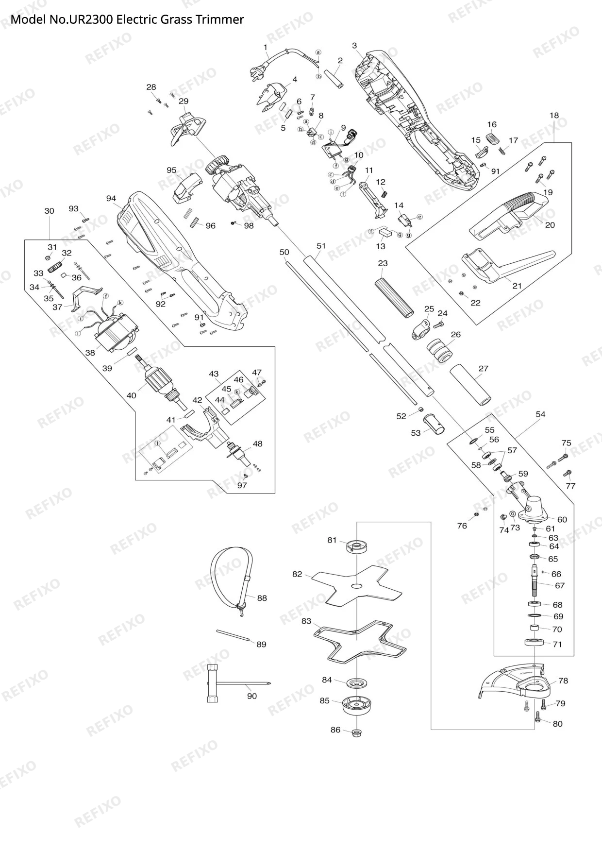 MAKITA UR2300 — схема запчастей