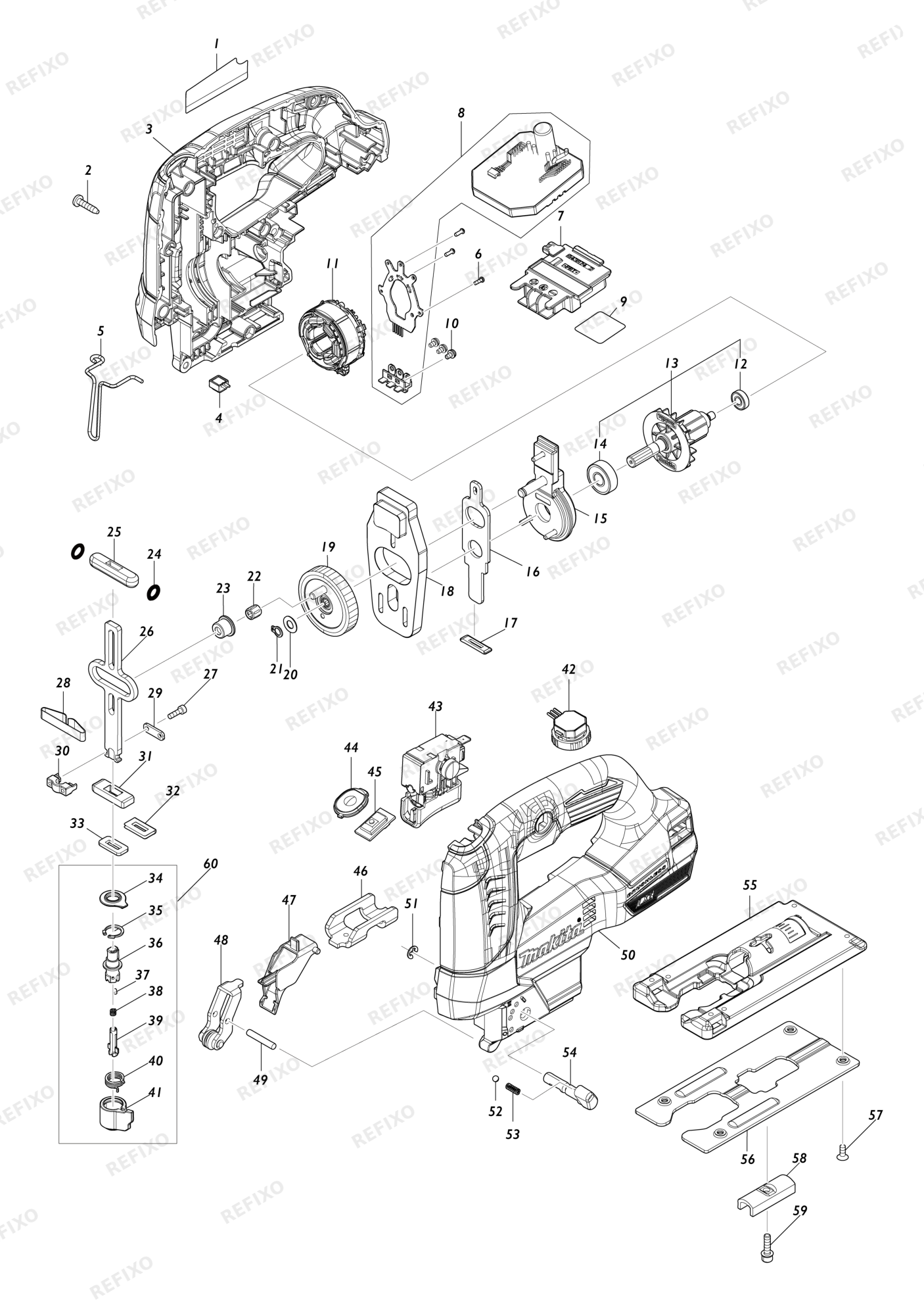 MAKITA DJV184 — схема запчастей