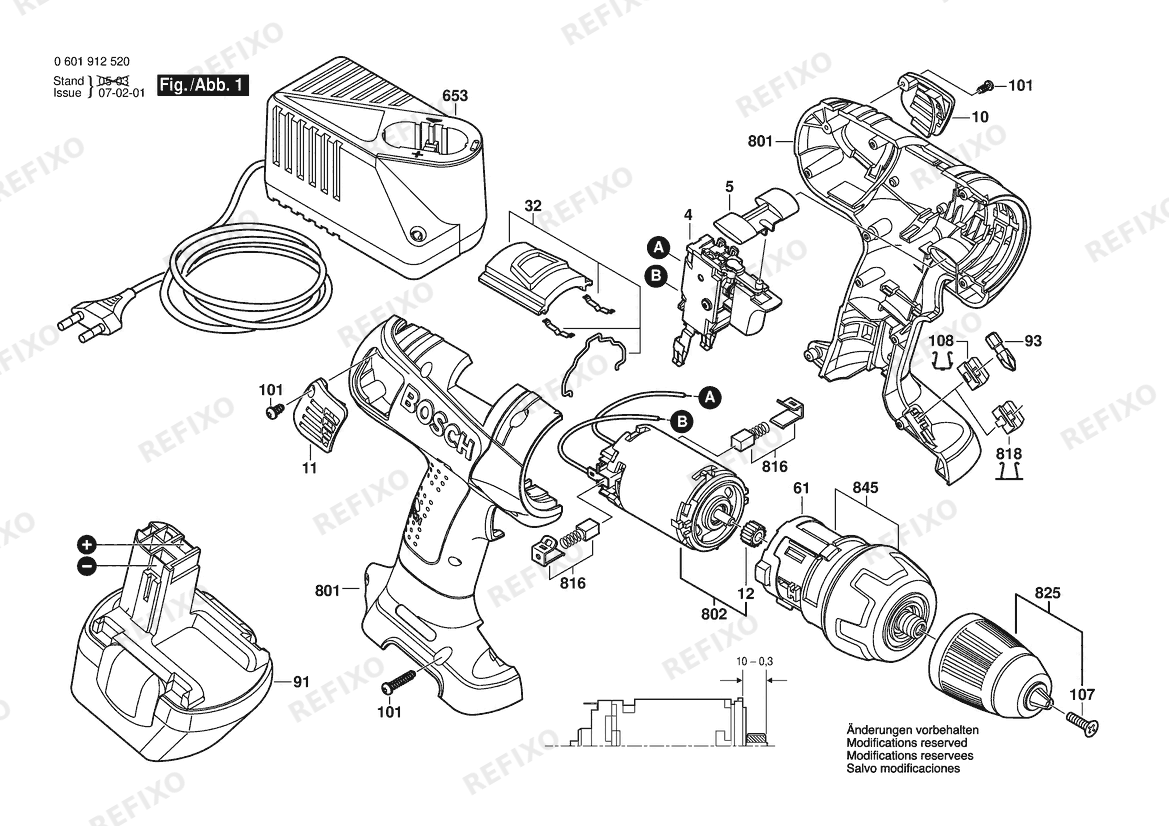 Bosch Аккумуляторный -Mittelgriffschrauber GSR 12 VE-2 | 12 V | 001 - EU (0 601 912 520) — схема запчастей