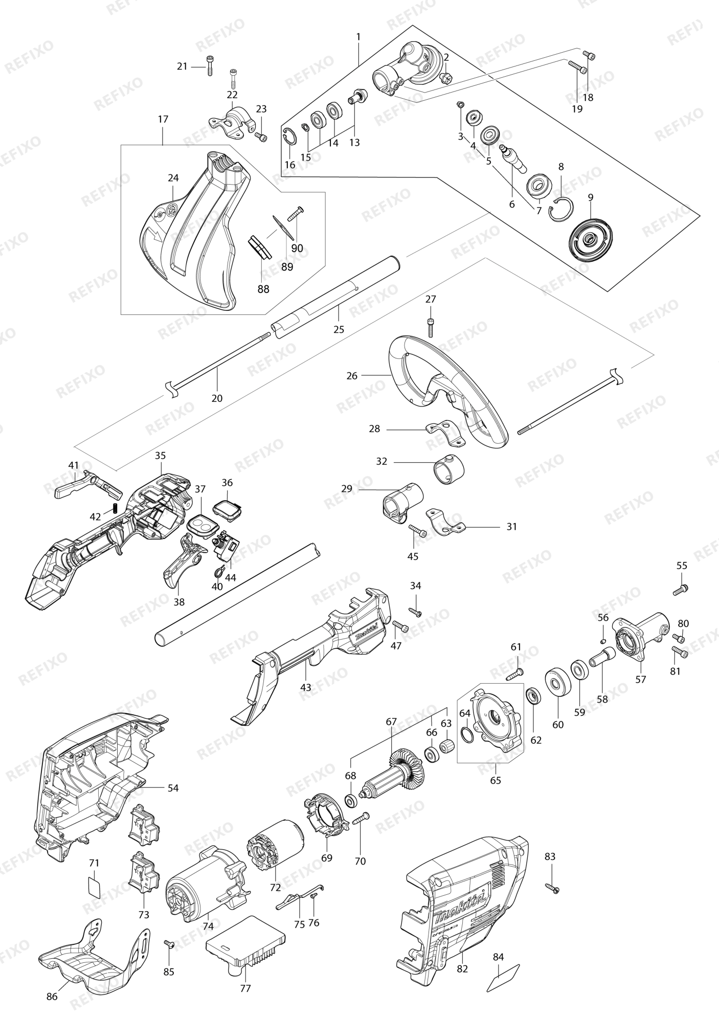 MAKITA DUR369N — схема запчастей
