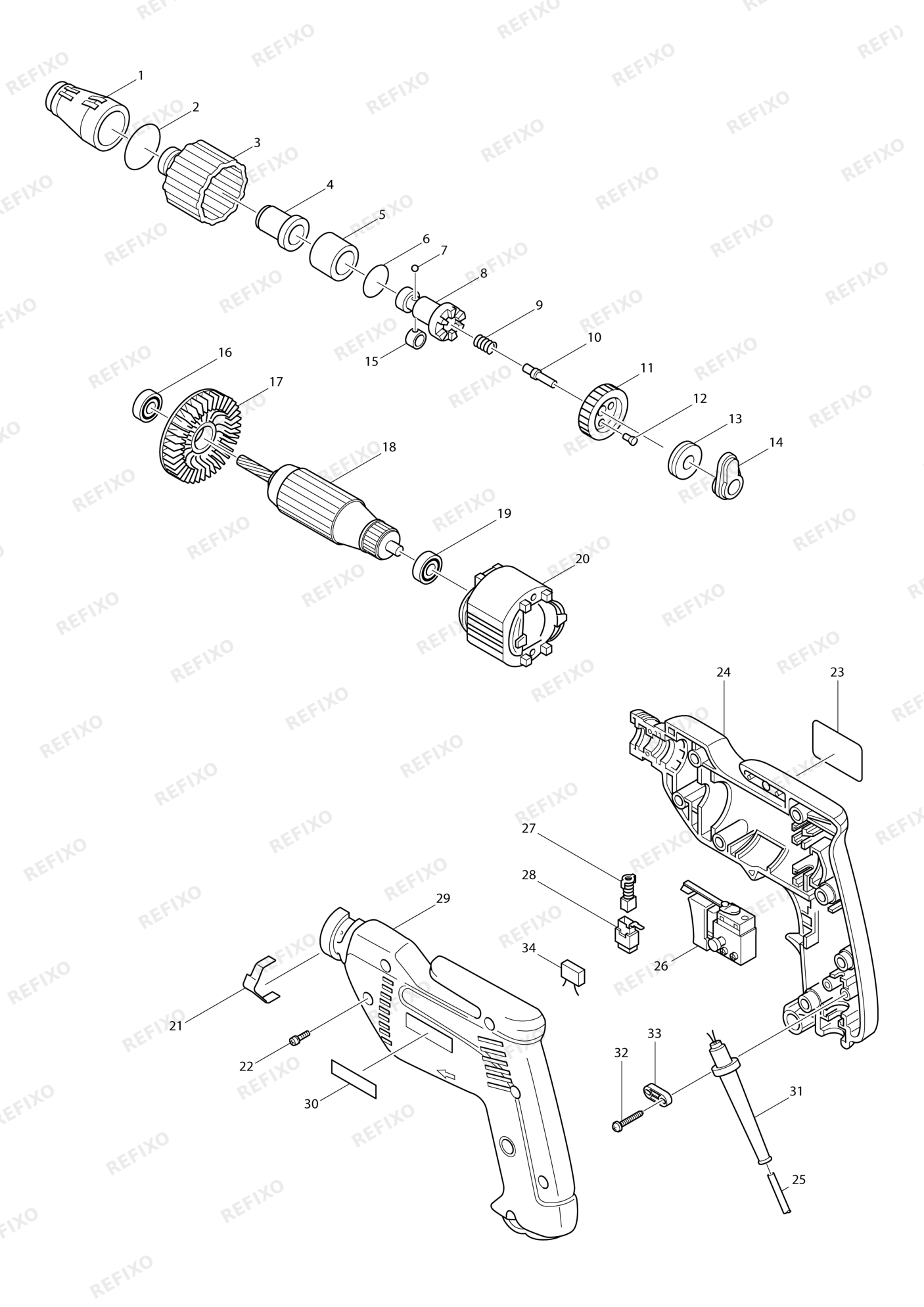 MAKITA 6821 — схема запчастей