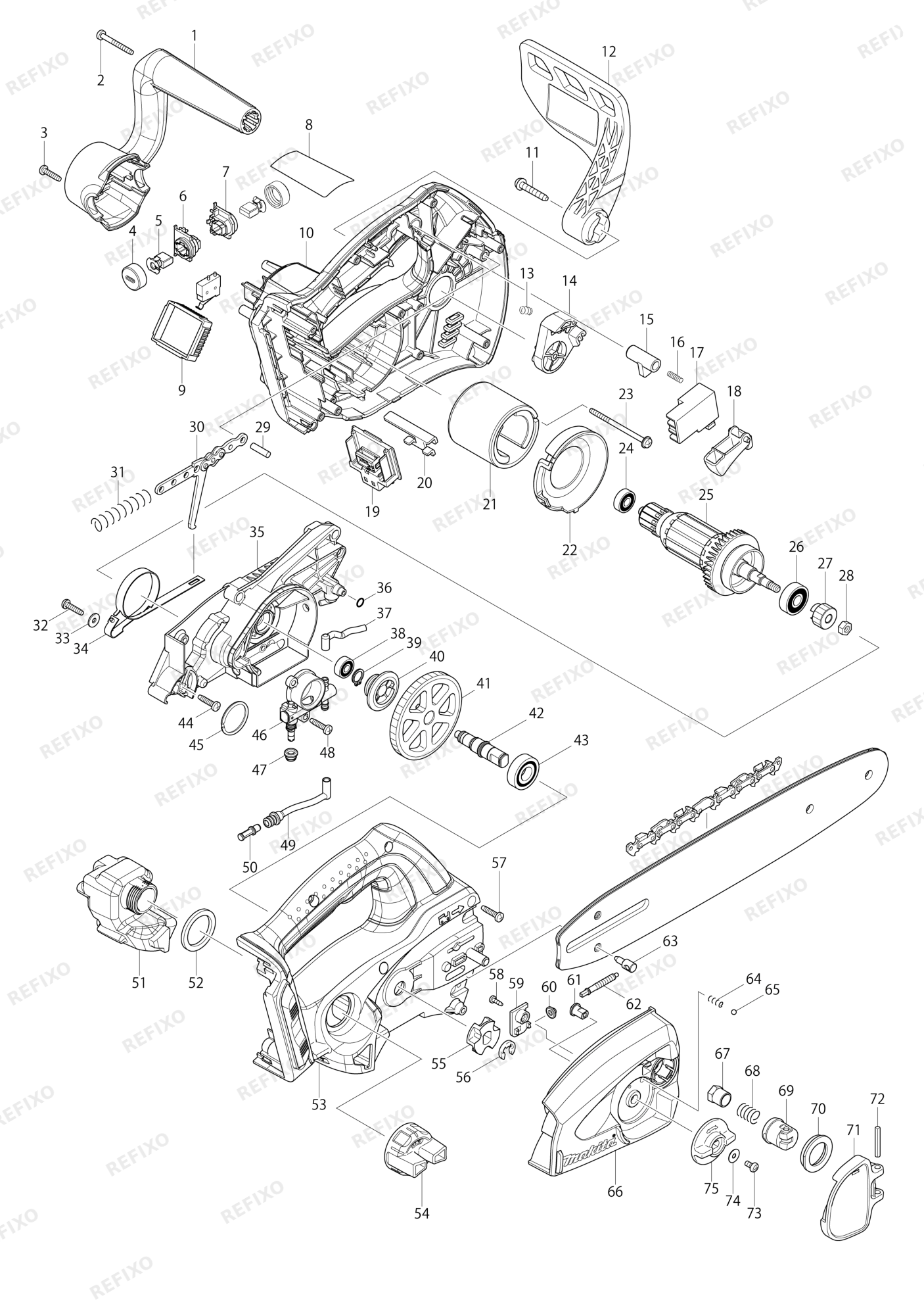 MAKITA BUC250 — схема запчастей