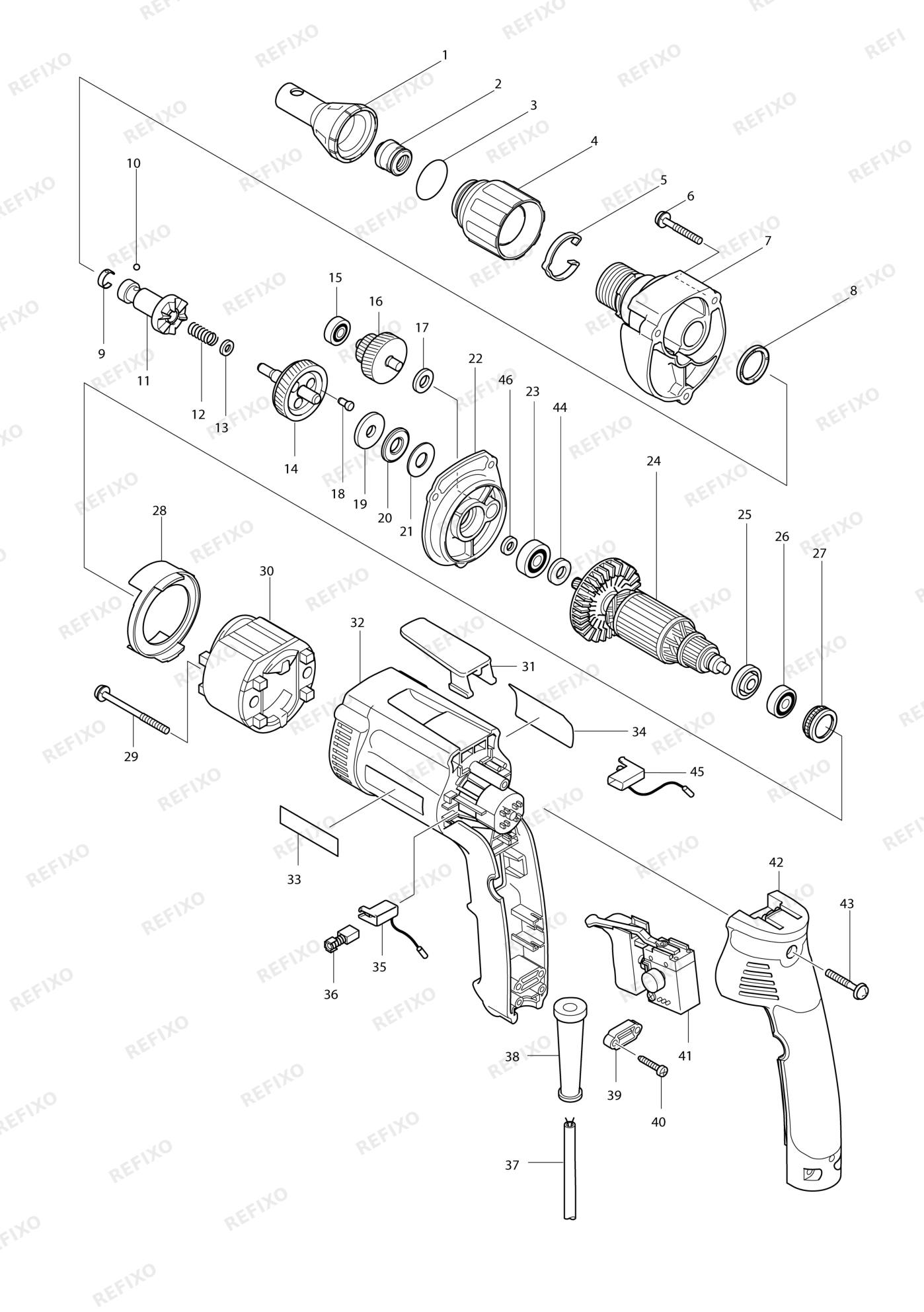 MAKITA 6823 — схема запчастей