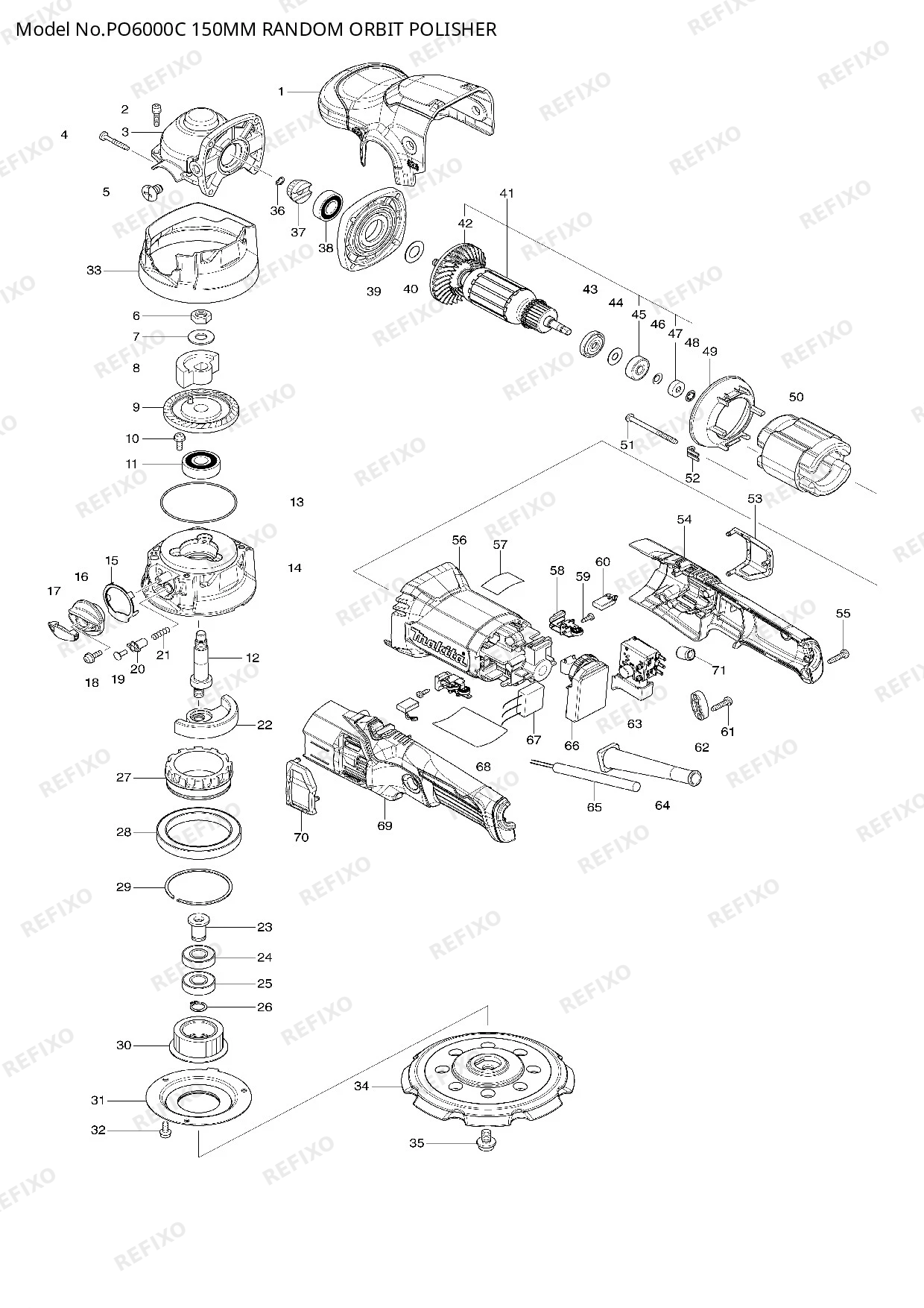 MAKITA PO6000C — схема запчастей