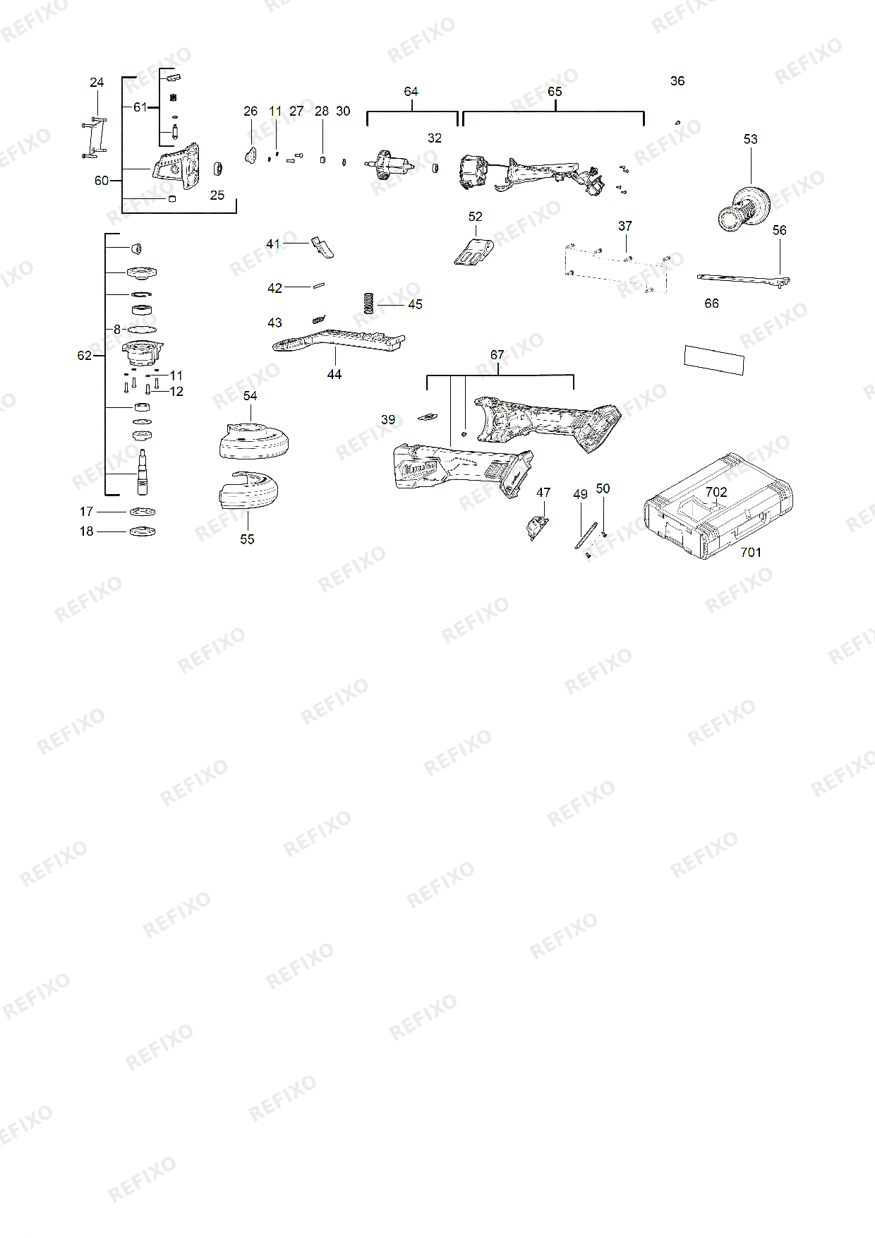 MILWAUKEE M18ONEFSAG125XPDB 0X 4933478434 4000483307 — схема запчастей